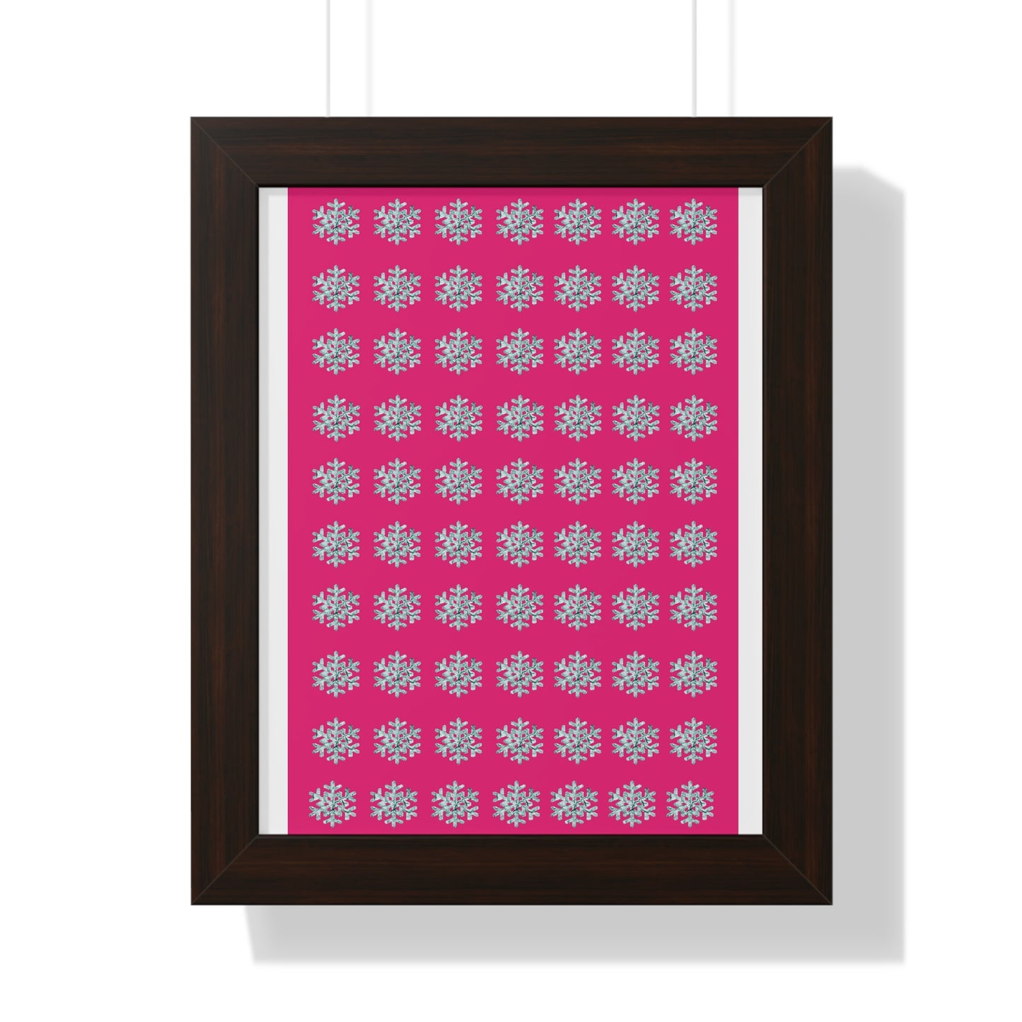 Snowflake Pattern Pink Framed Vertical Poster