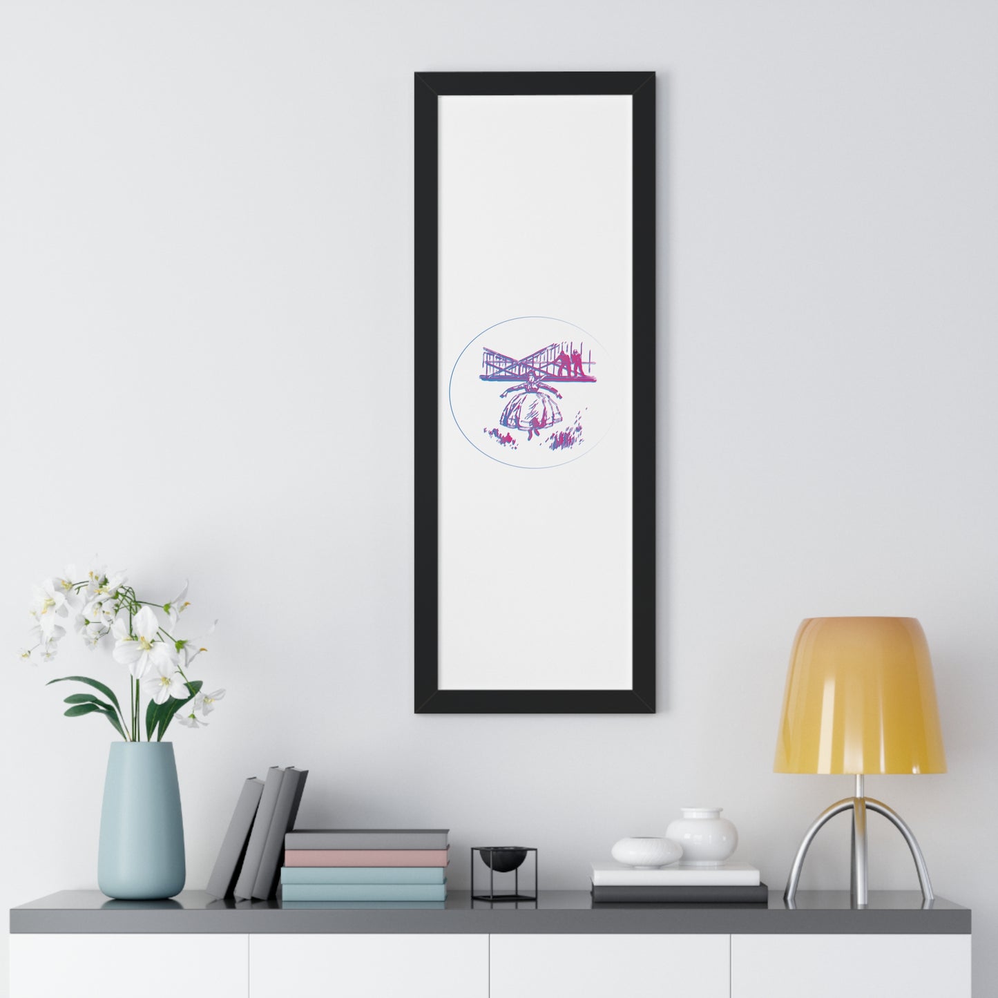 Woman Jumping Art Purple Framed Vertical Poster