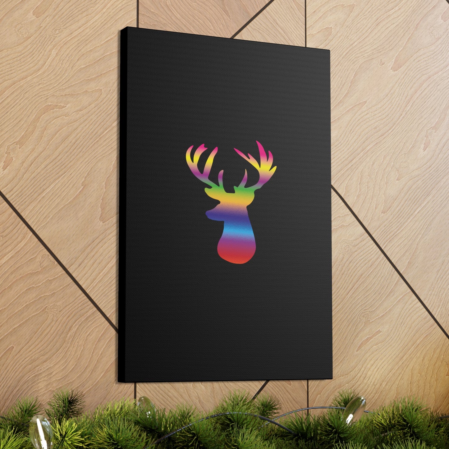 Rainbow Stag Head Canvas Gallery Wraps