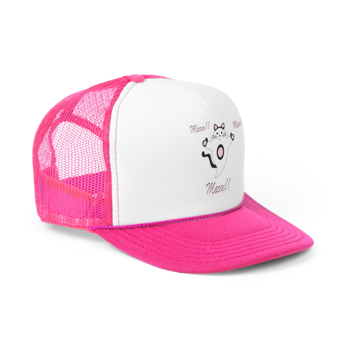 Meow Cat Ghost Halloween Trucker Caps