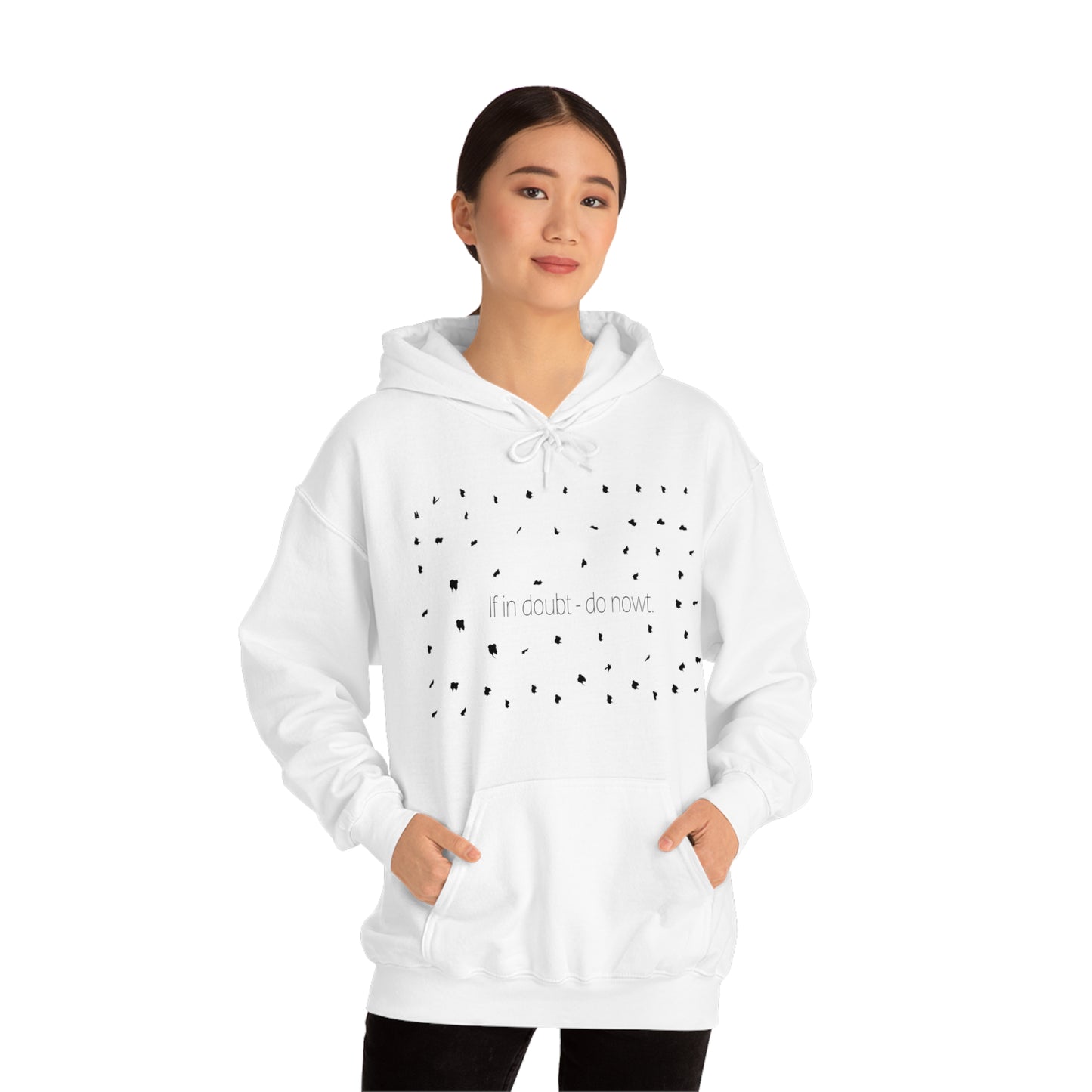 If in doubt - do nowt, Sheffield Dialect Typography Pattern, Unisex Heavy Blend™ Hooded Sweatshirt