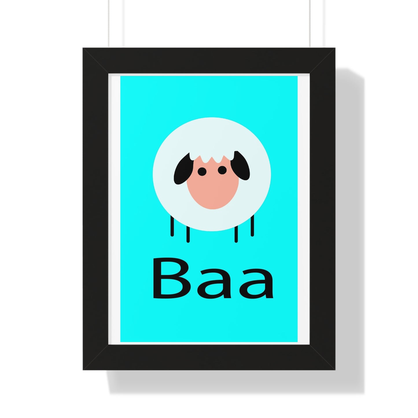 Sheep Baa Blue Art Framed Vertical Poster