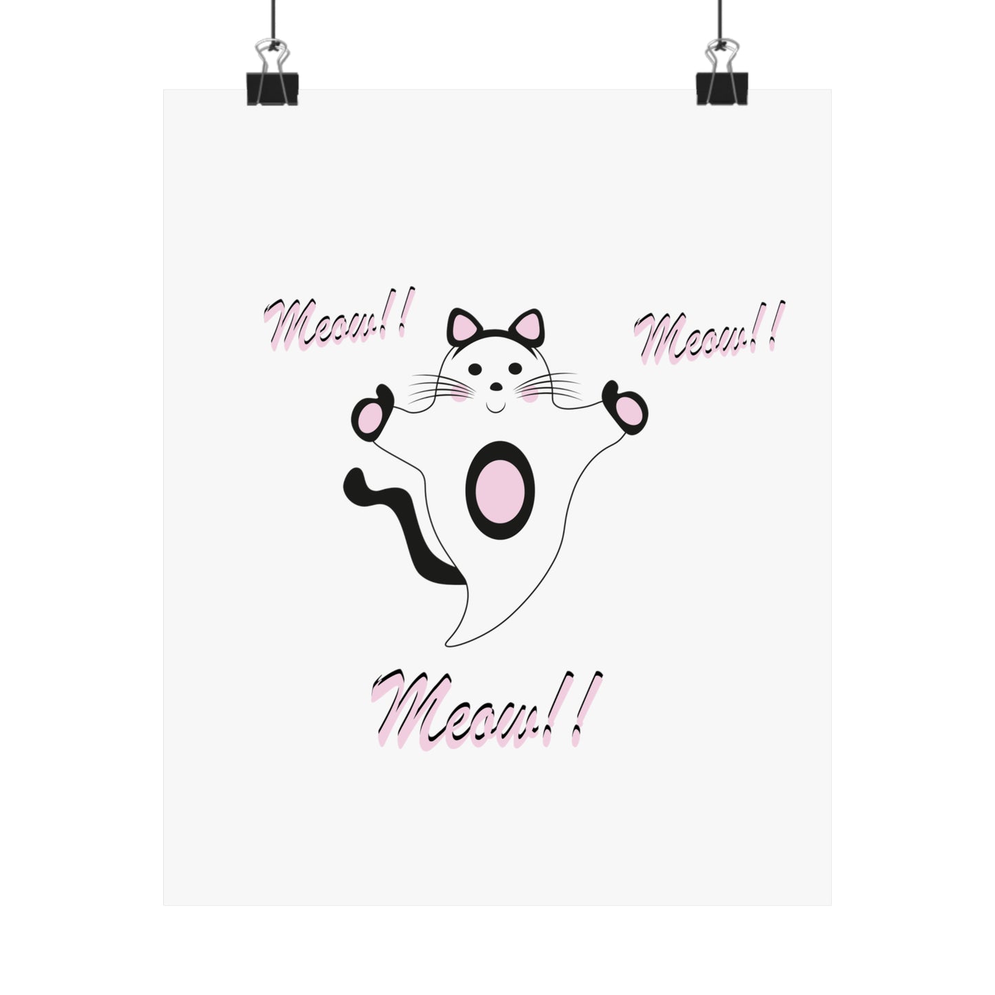 Meow Cat Ghost Halloween Matte Vertical Posters