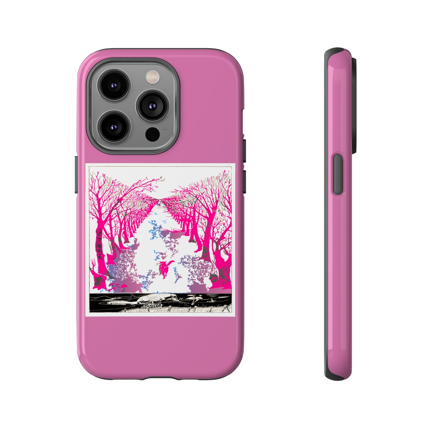 Pink Cat in the Woods Art Tough Cases