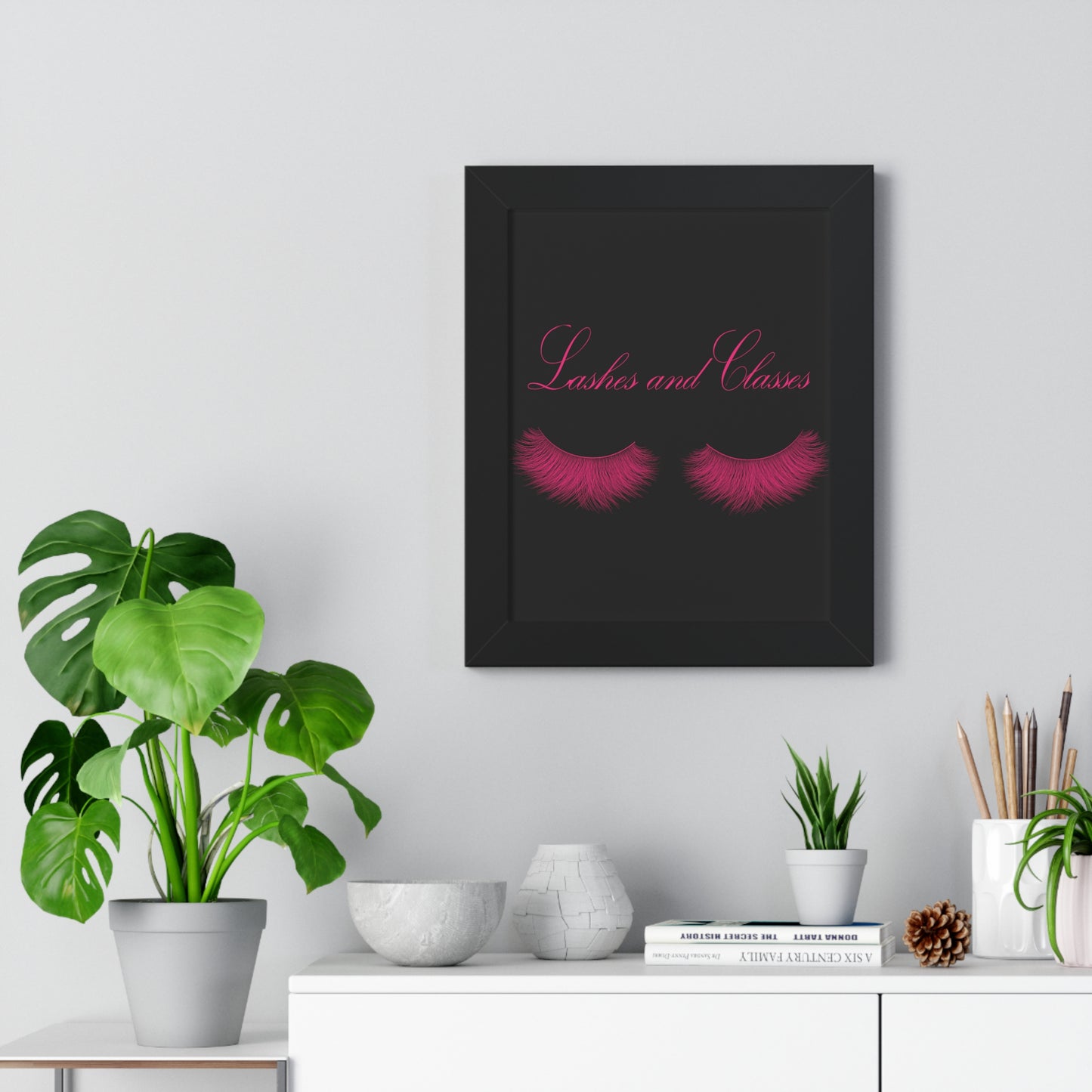 Lashes & Classes Pink and Black Framed Vertical Poster