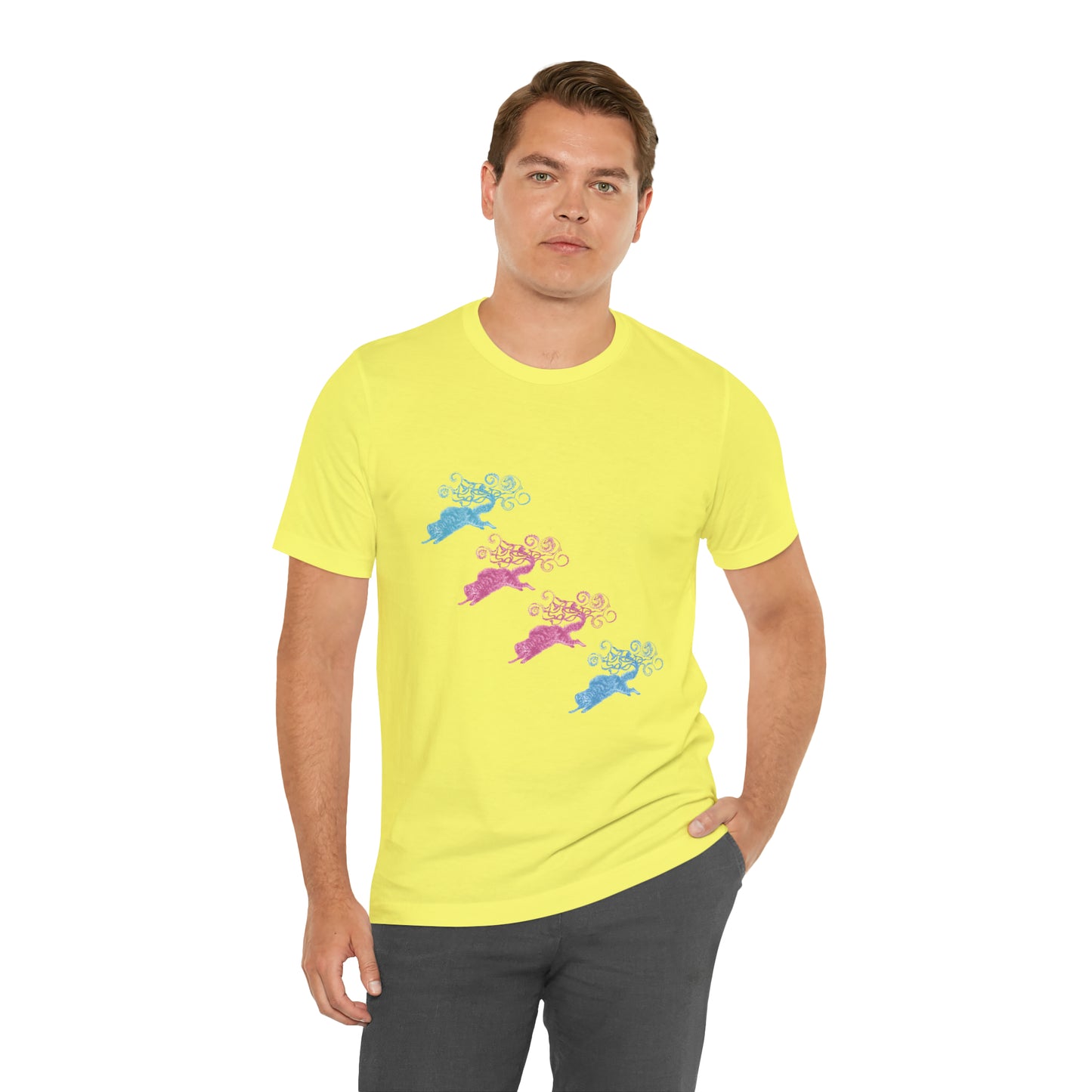 Pink & Blue Cat's Tail's Art Unisex Jersey Short Sleeve Tee