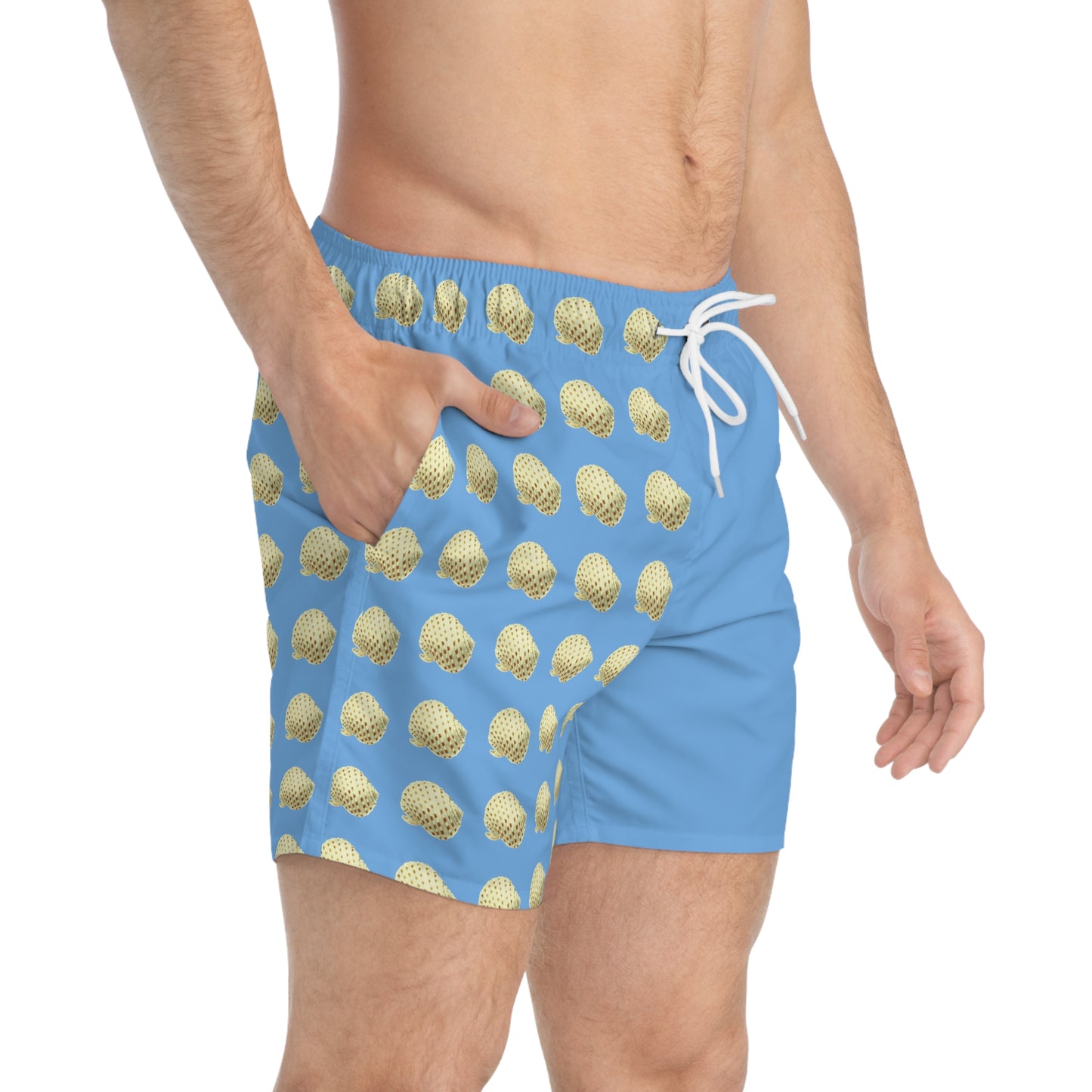 Shell Pattern Light Blue Swim Trunks (AOP)