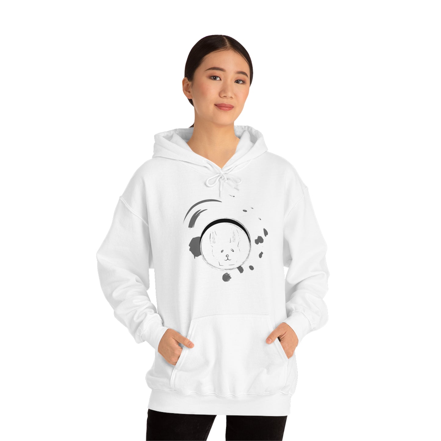 Rabbit Ink Black & White Art Unisex Heavy Blend™ Hooded Sweatshirt