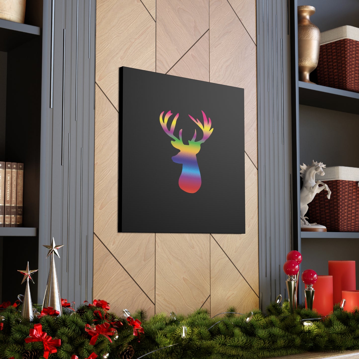 Rainbow Stag Head Canvas Gallery Wraps