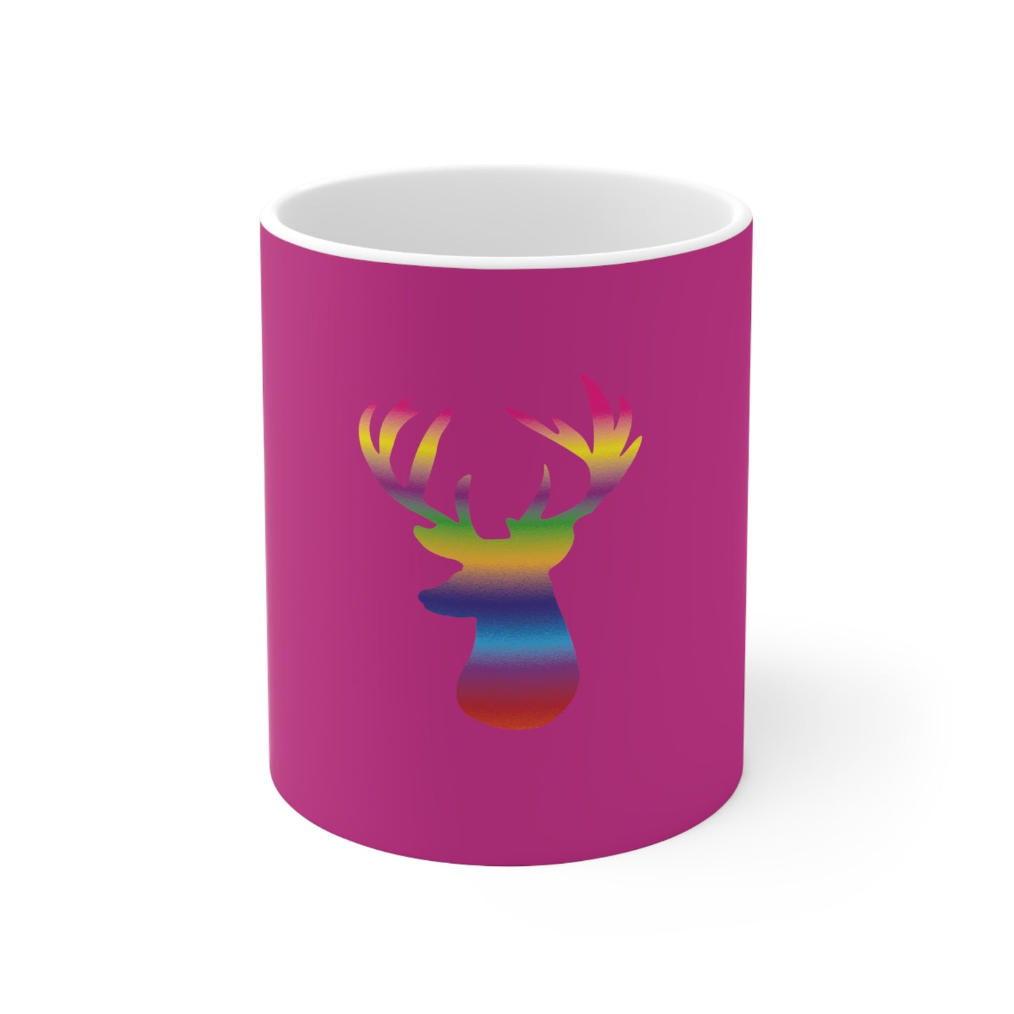 Rainbow Stag Head Ceramic Mug 11oz