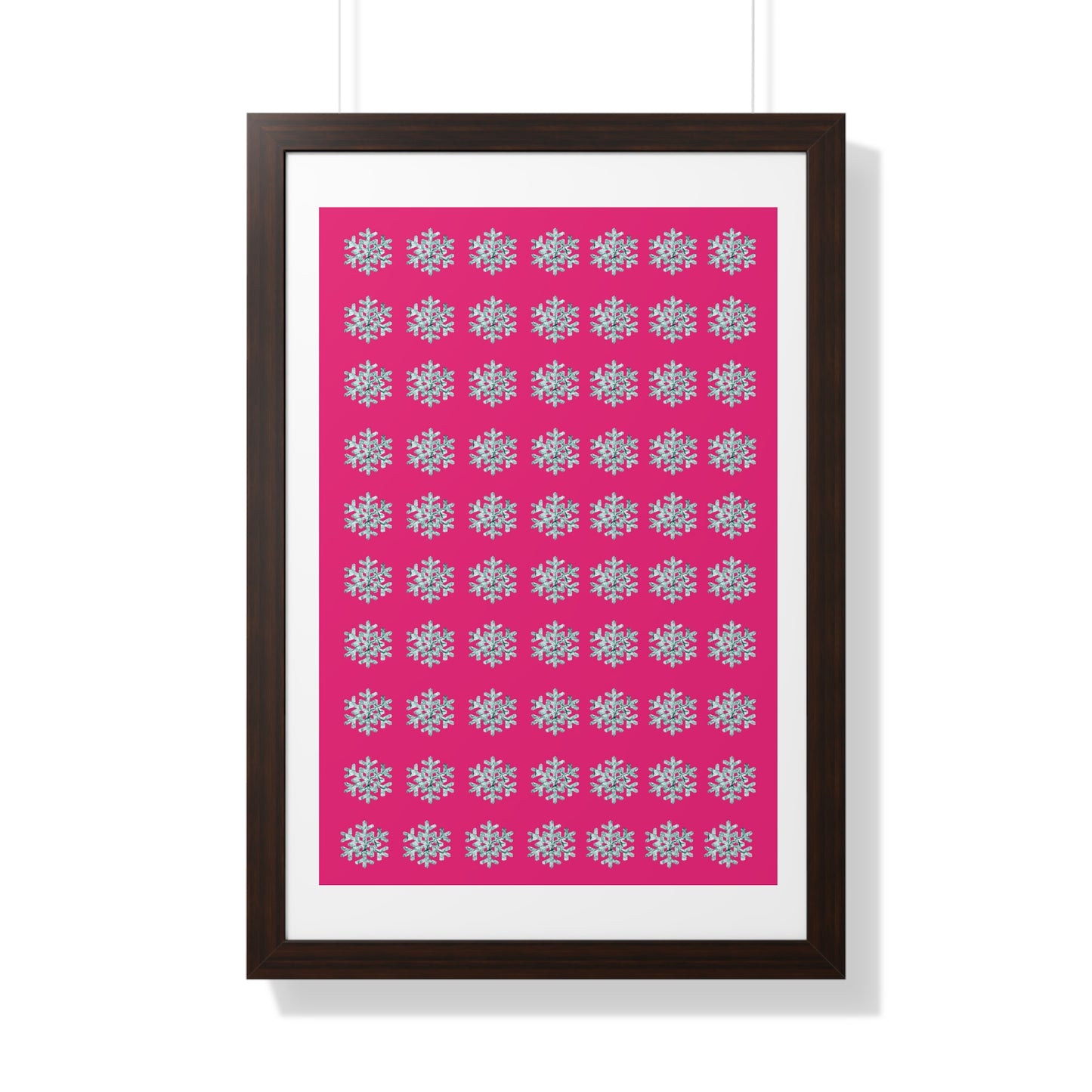 Snowflake Pattern Pink Framed Vertical Poster