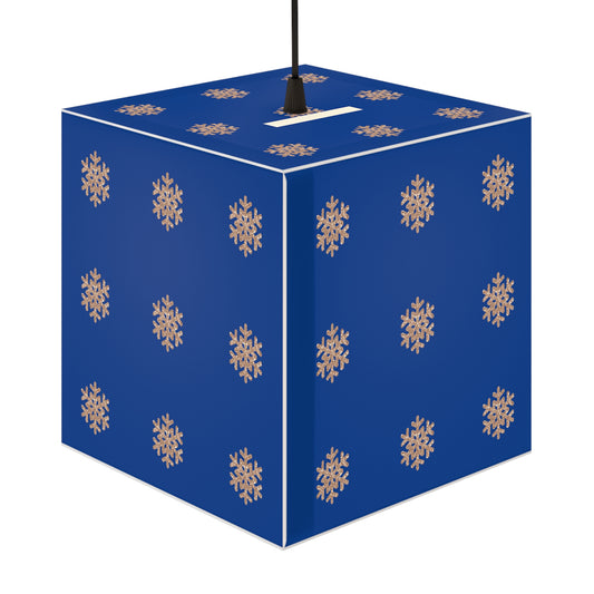 Rose Gold Glitter Snowflake, Dark Blue Light Cube Lamp