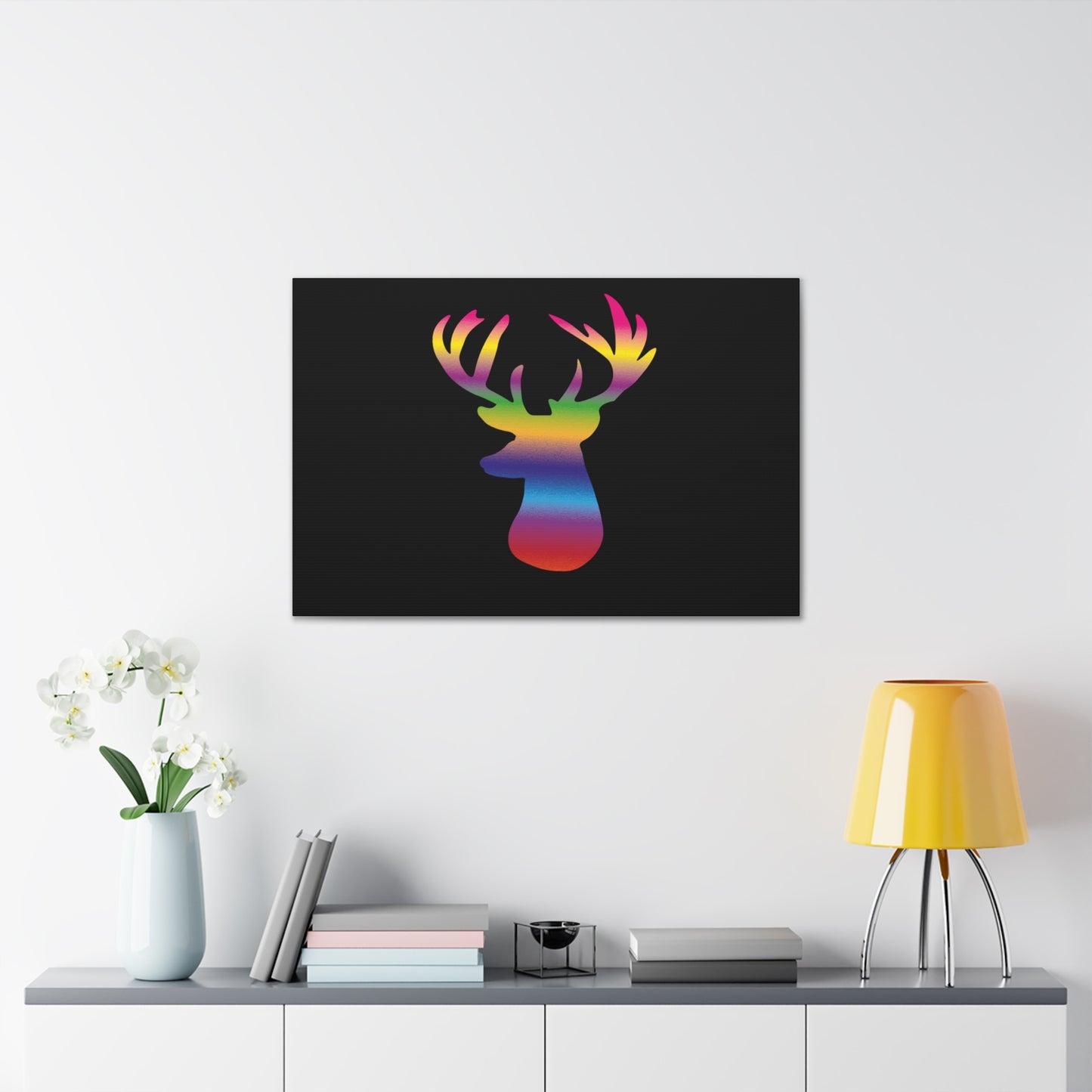 Rainbow Stag Head Canvas Gallery Wraps