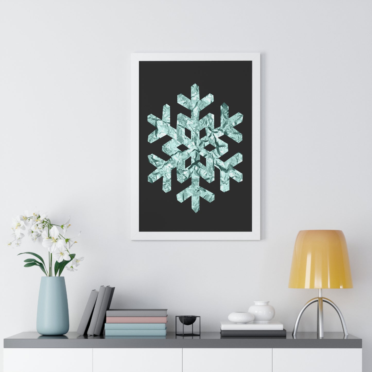 Snowflake Foil Art Framed Vertical Poster