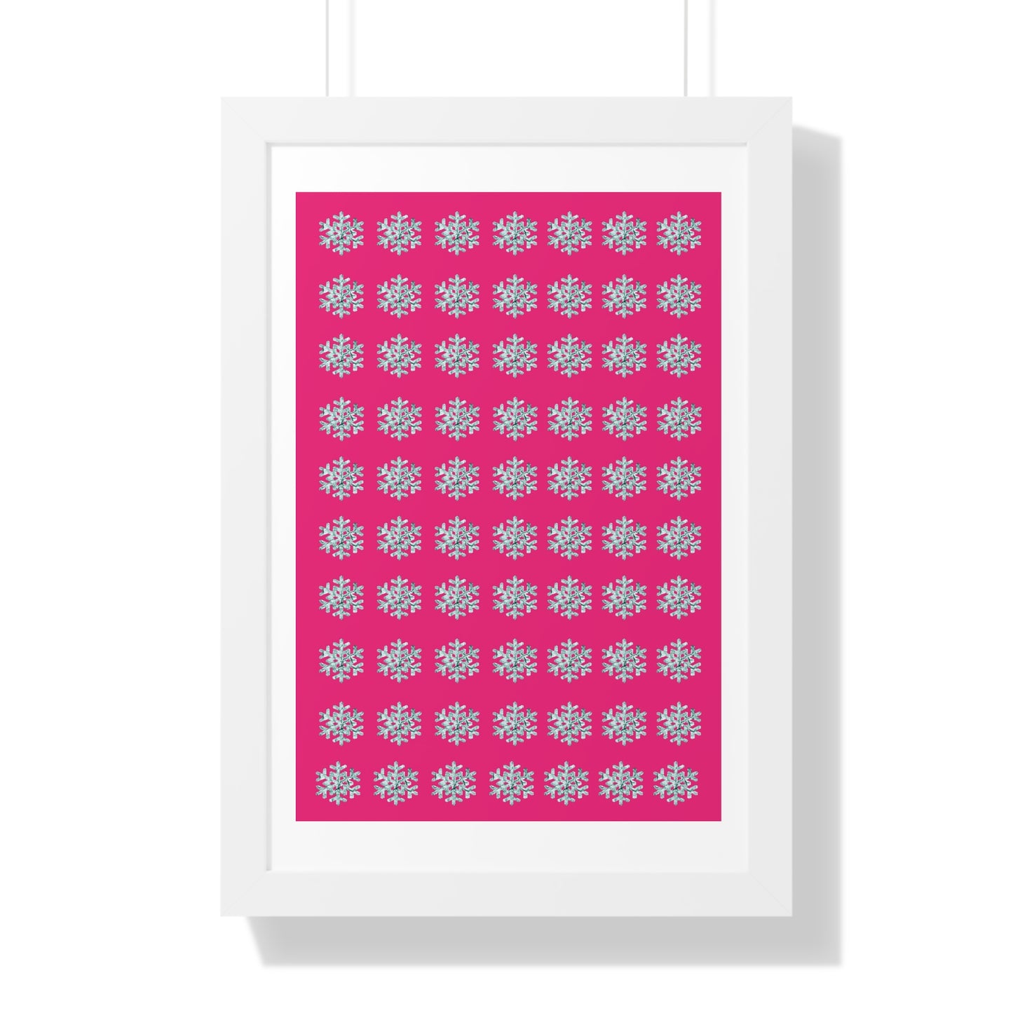 Snowflake Pattern Pink Framed Vertical Poster