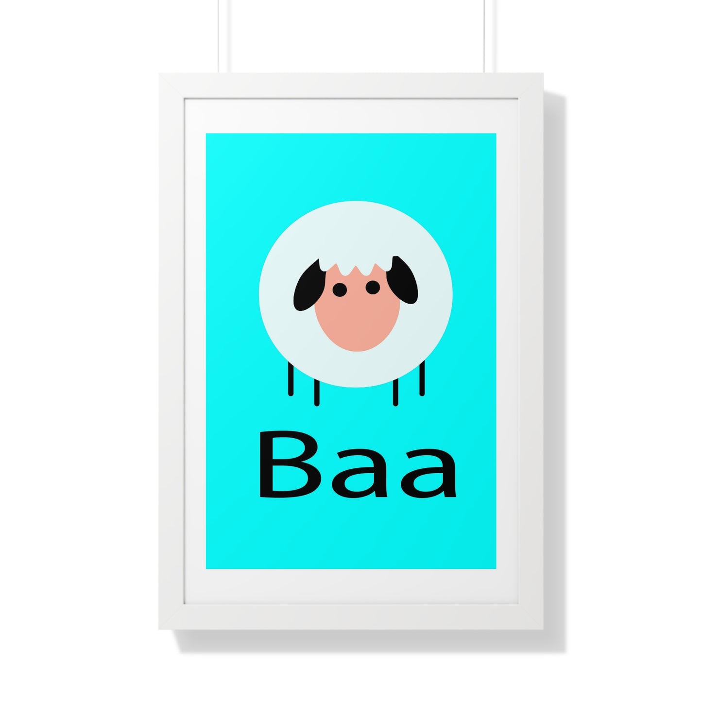 Sheep Baa Blue Art Framed Vertical Poster