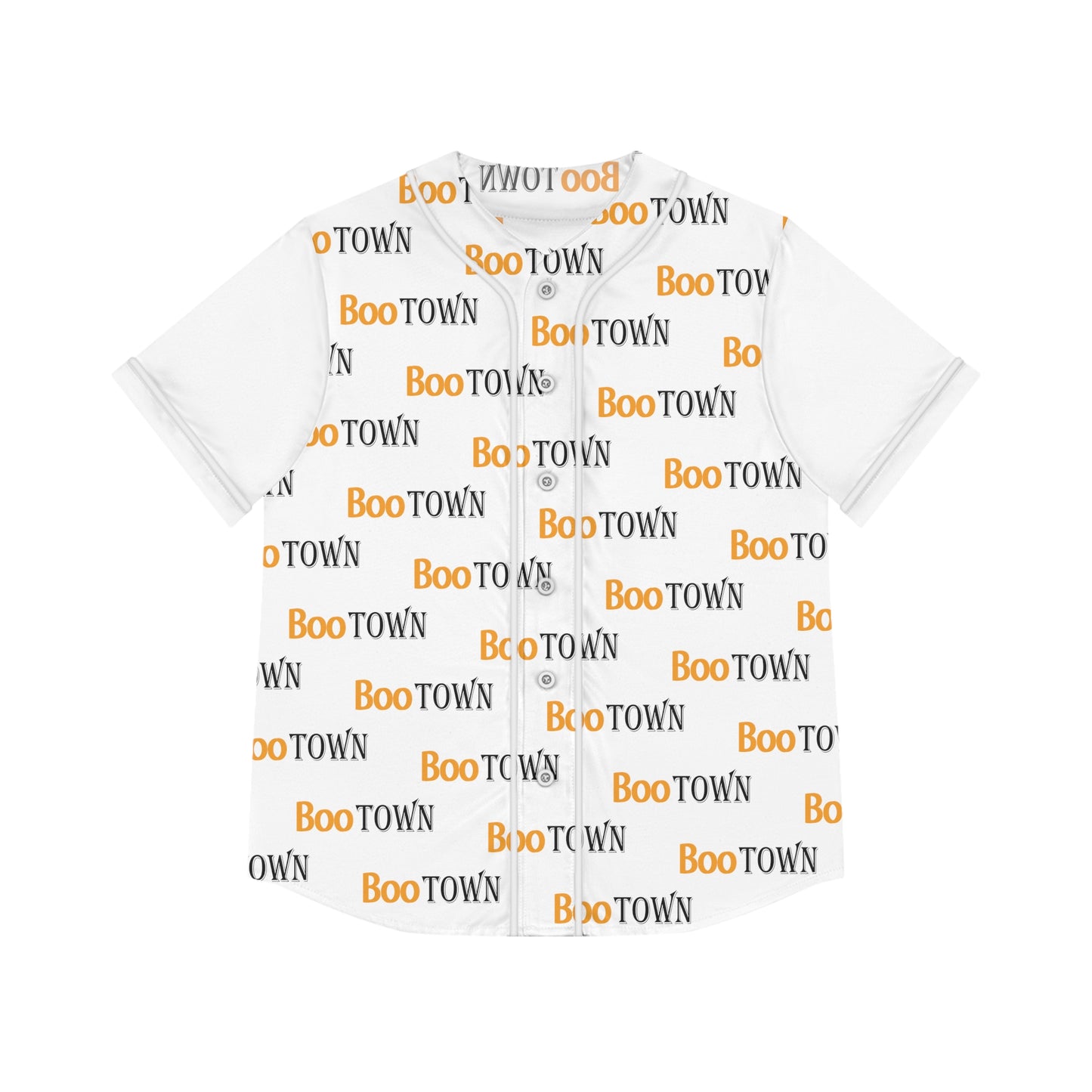 Boo Town Pattern Orange & Back Women's Baseball Jersey (AOP)