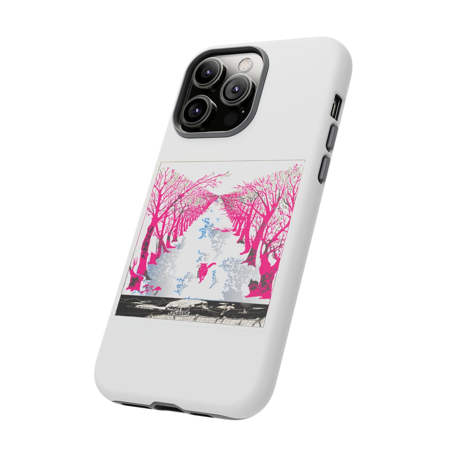 Pink Cat in the Woods Art Tough Cases