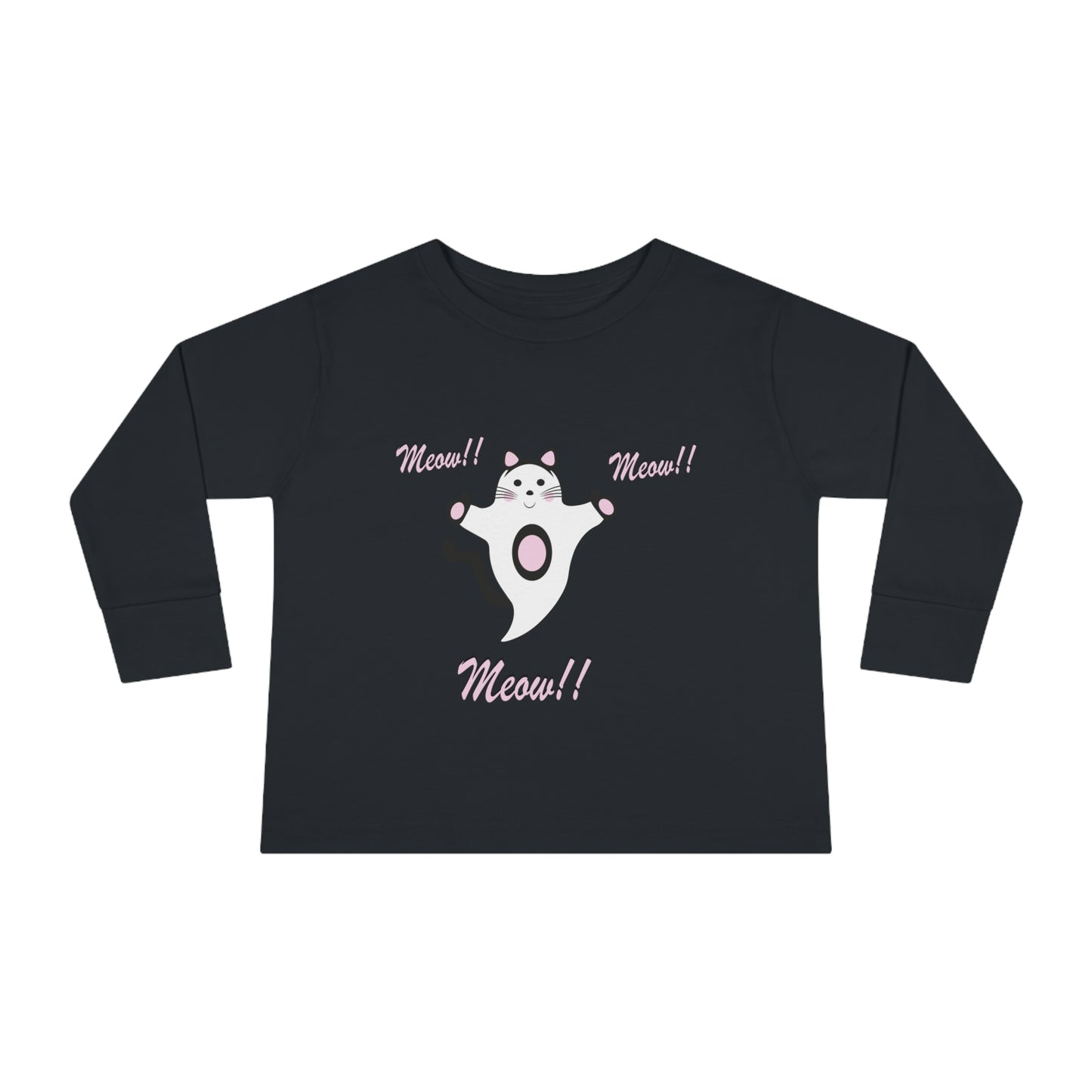 Meow!! Cat Ghost Toddler Long Sleeve Tee