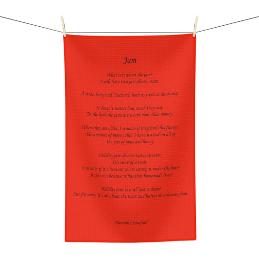 Jam Poem Red Soft Tea Towel