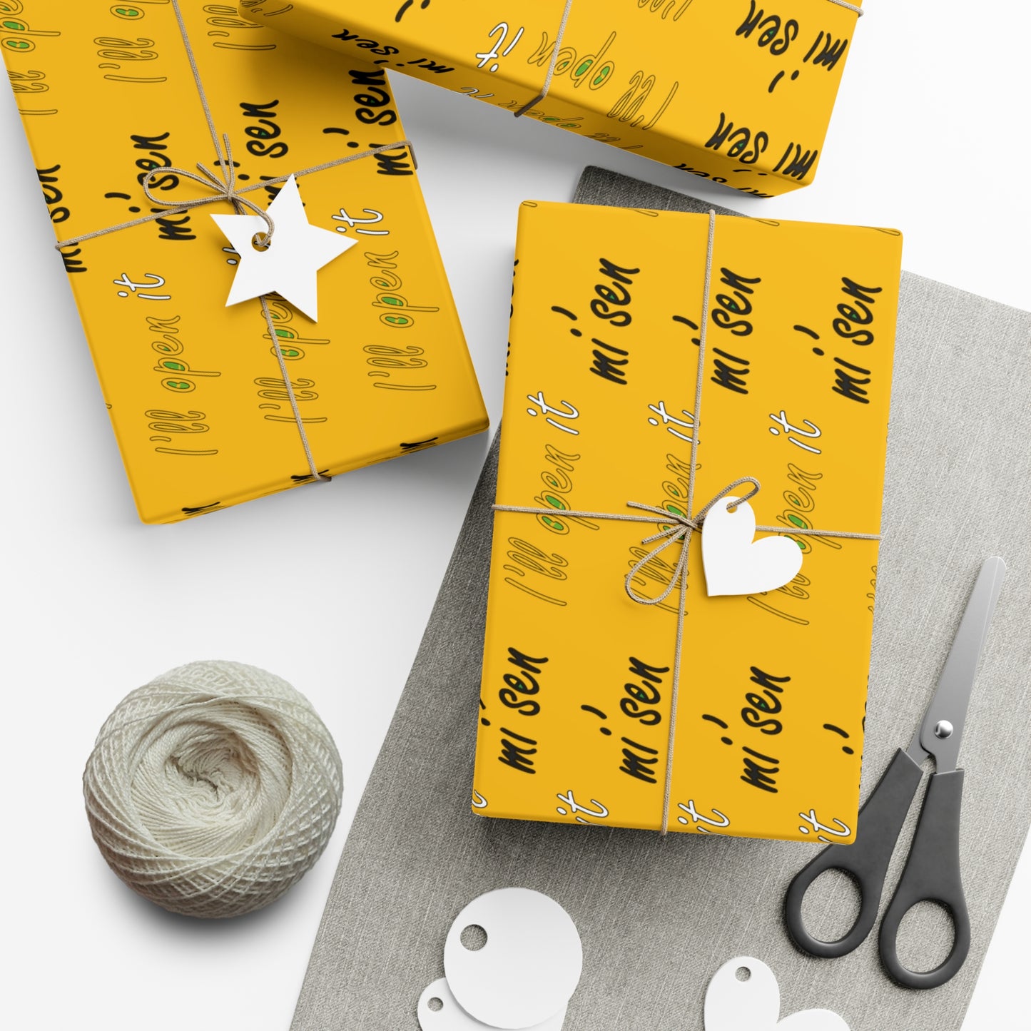 I'll open it mi'sen Sheffield Dialect, Typography Art Gift Wrap Papers