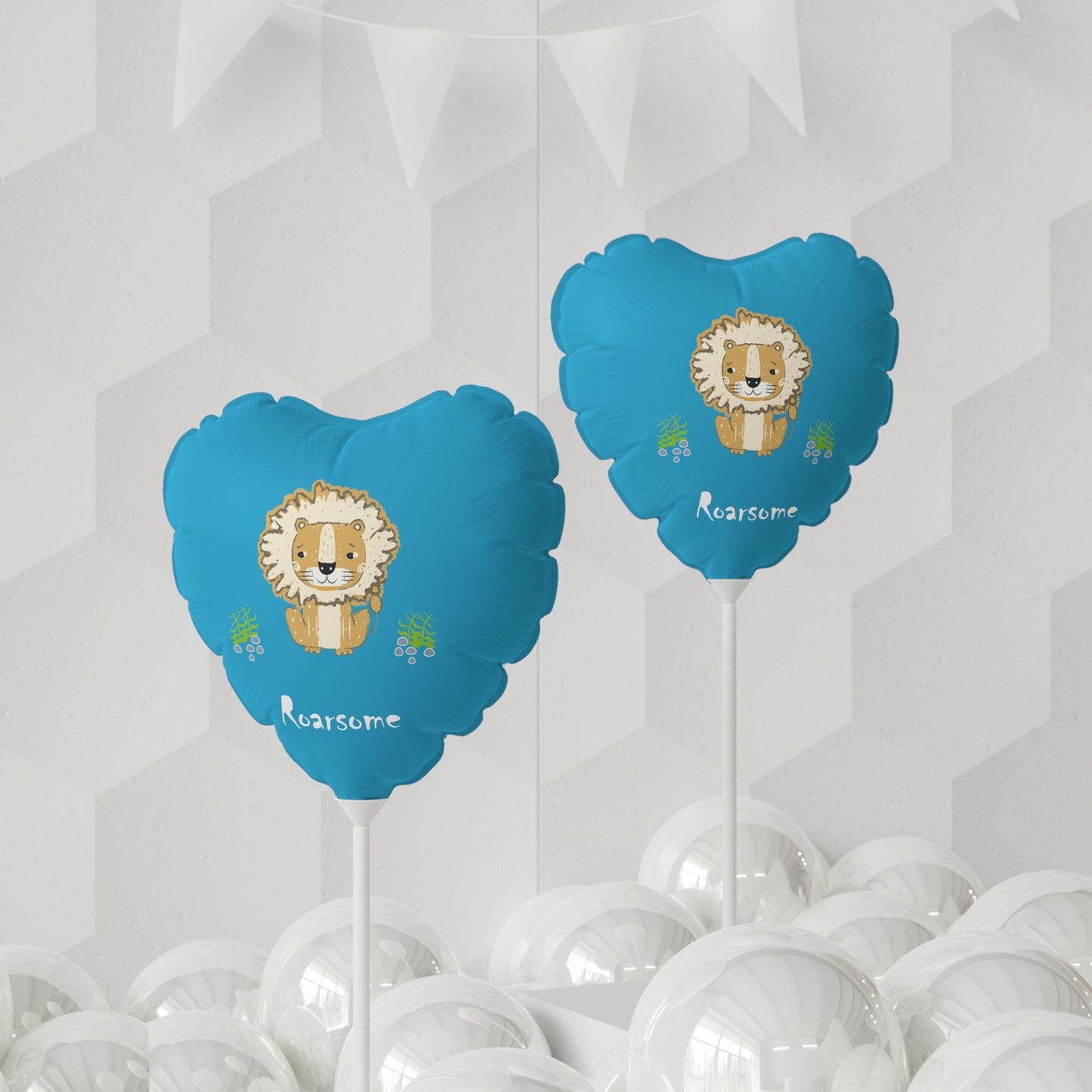 Lion Roarsome Illustration Turquoise Balloon (Round and Heart-shaped), 11"