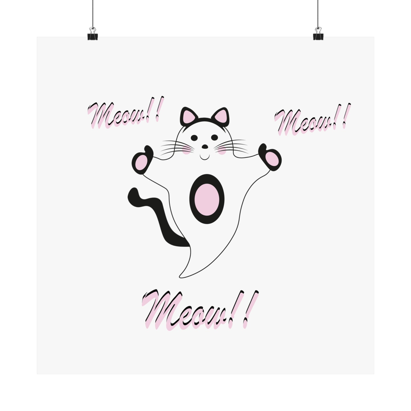 Meow Cat Ghost Halloween Matte Vertical Posters