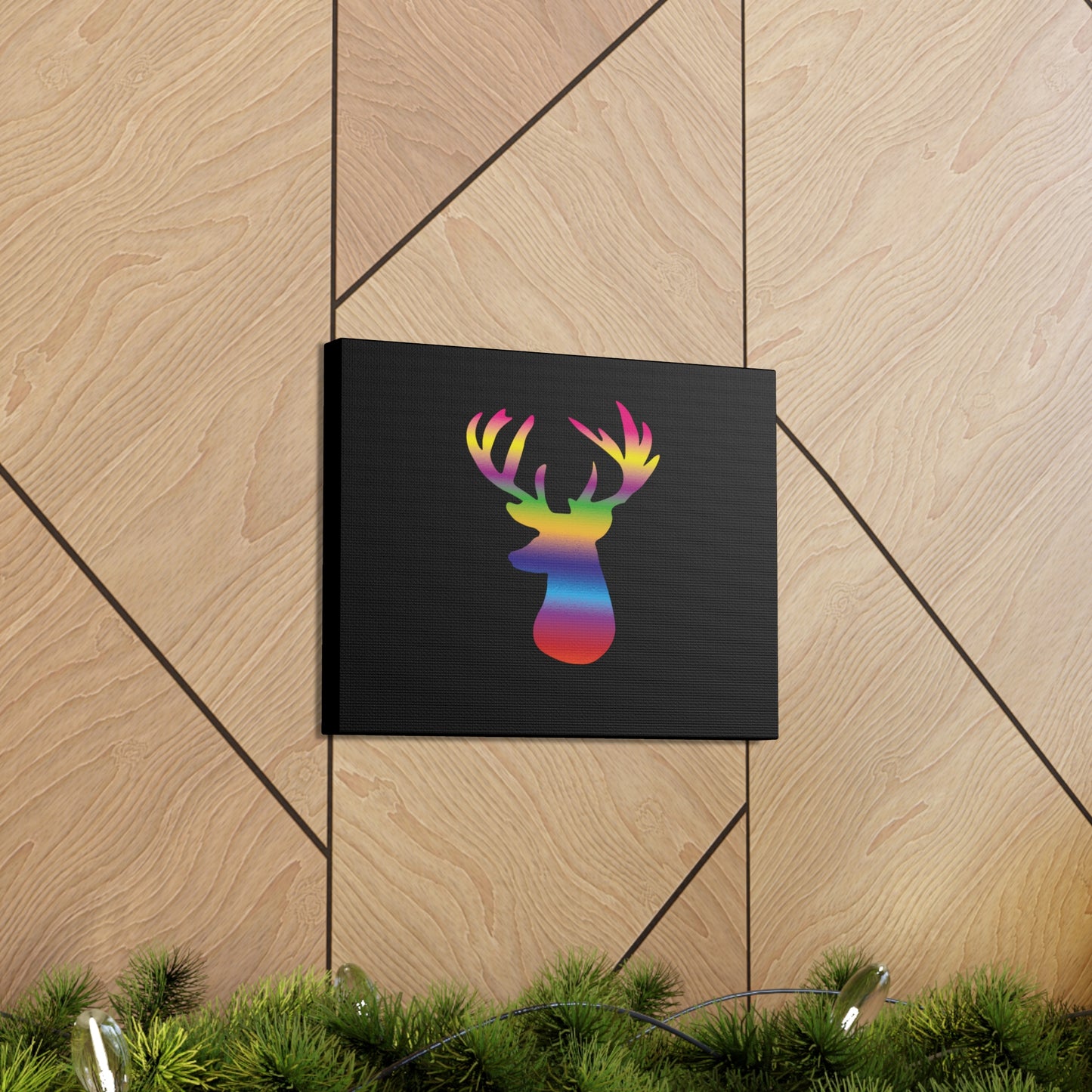 Rainbow Stag Head Canvas Gallery Wraps