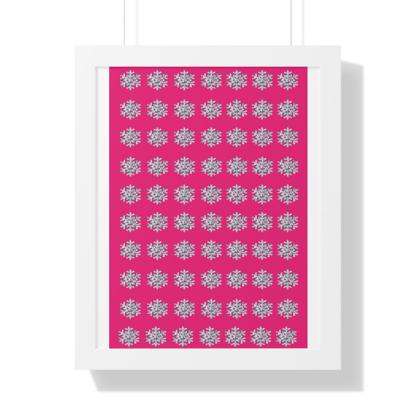 Snowflake Pattern Pink Framed Vertical Poster