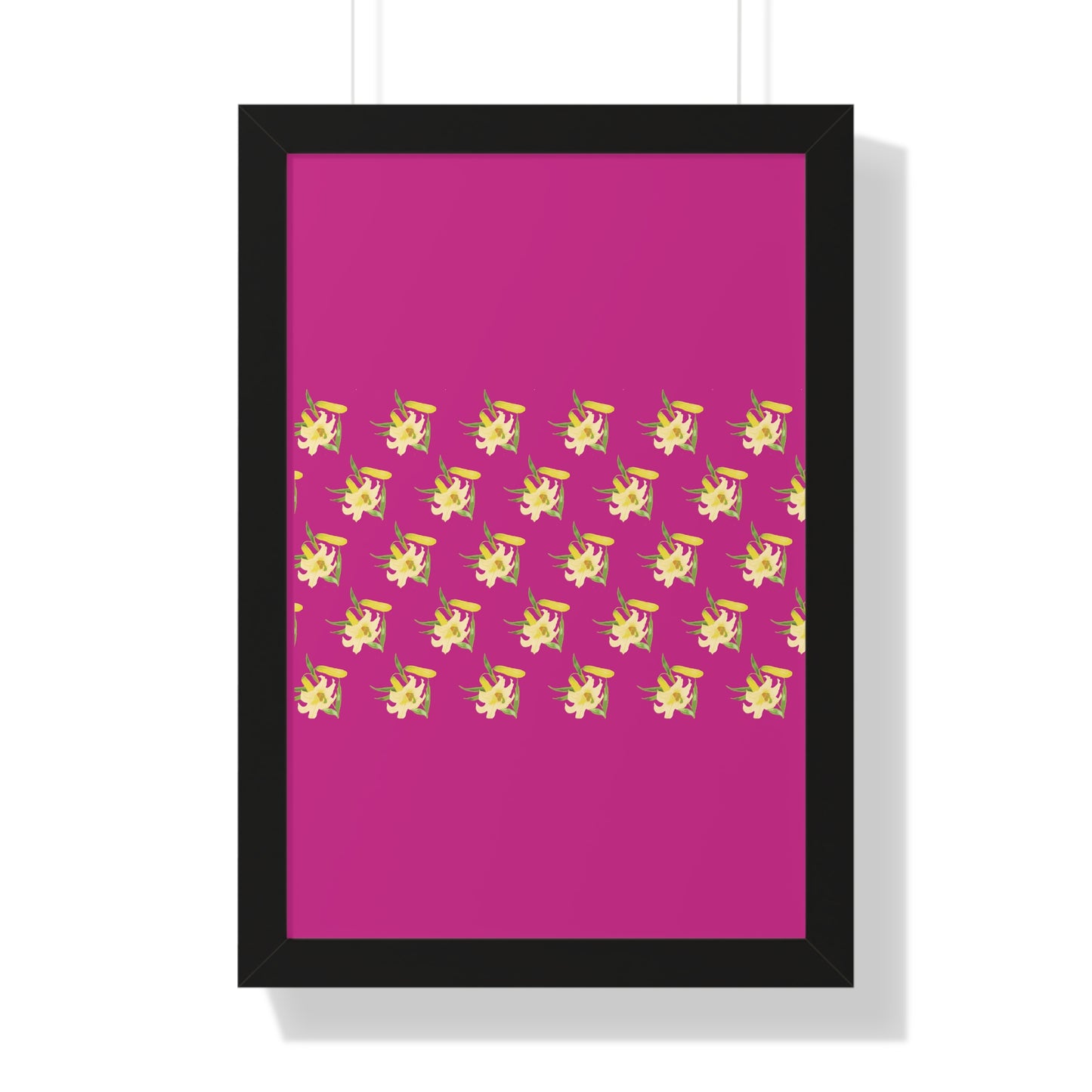 Daffodil Pattern Art Pink Framed Vertical Poster