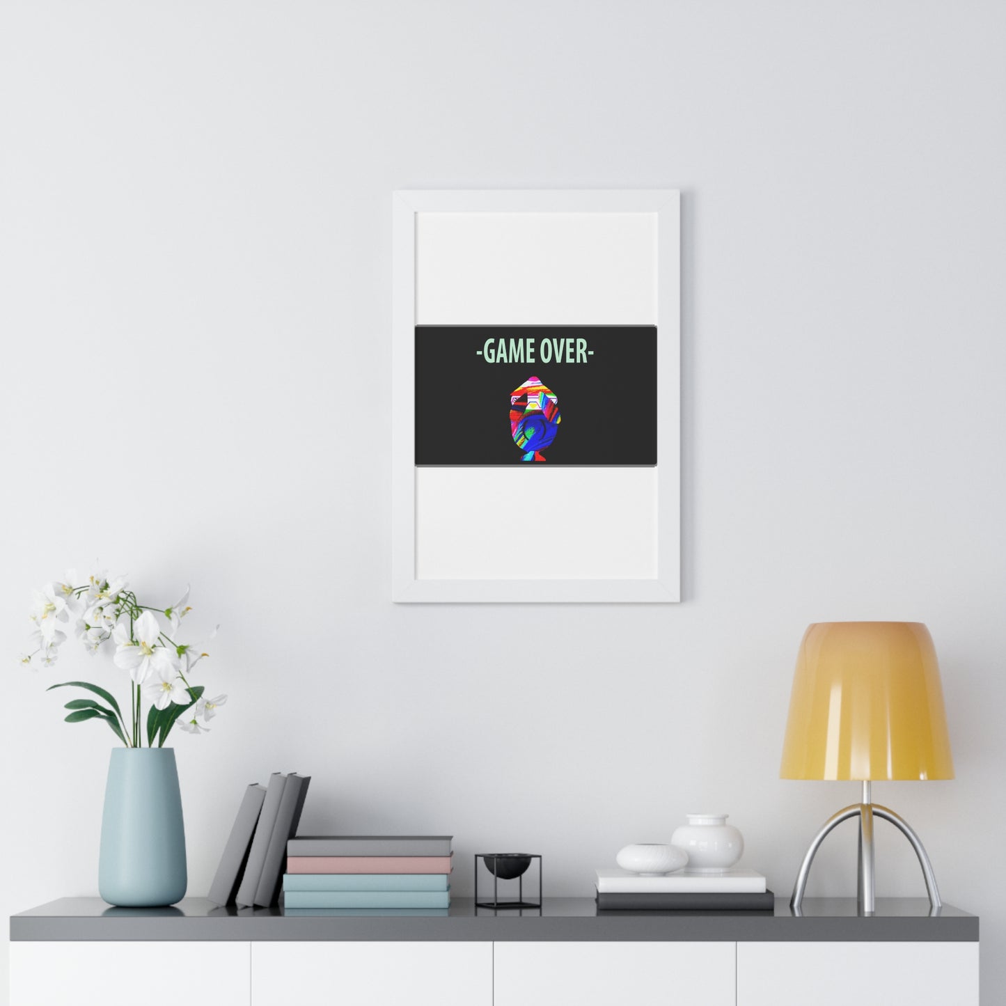 The Penguinies Original - Retro Game Over First Game App Framed Vertical Poster