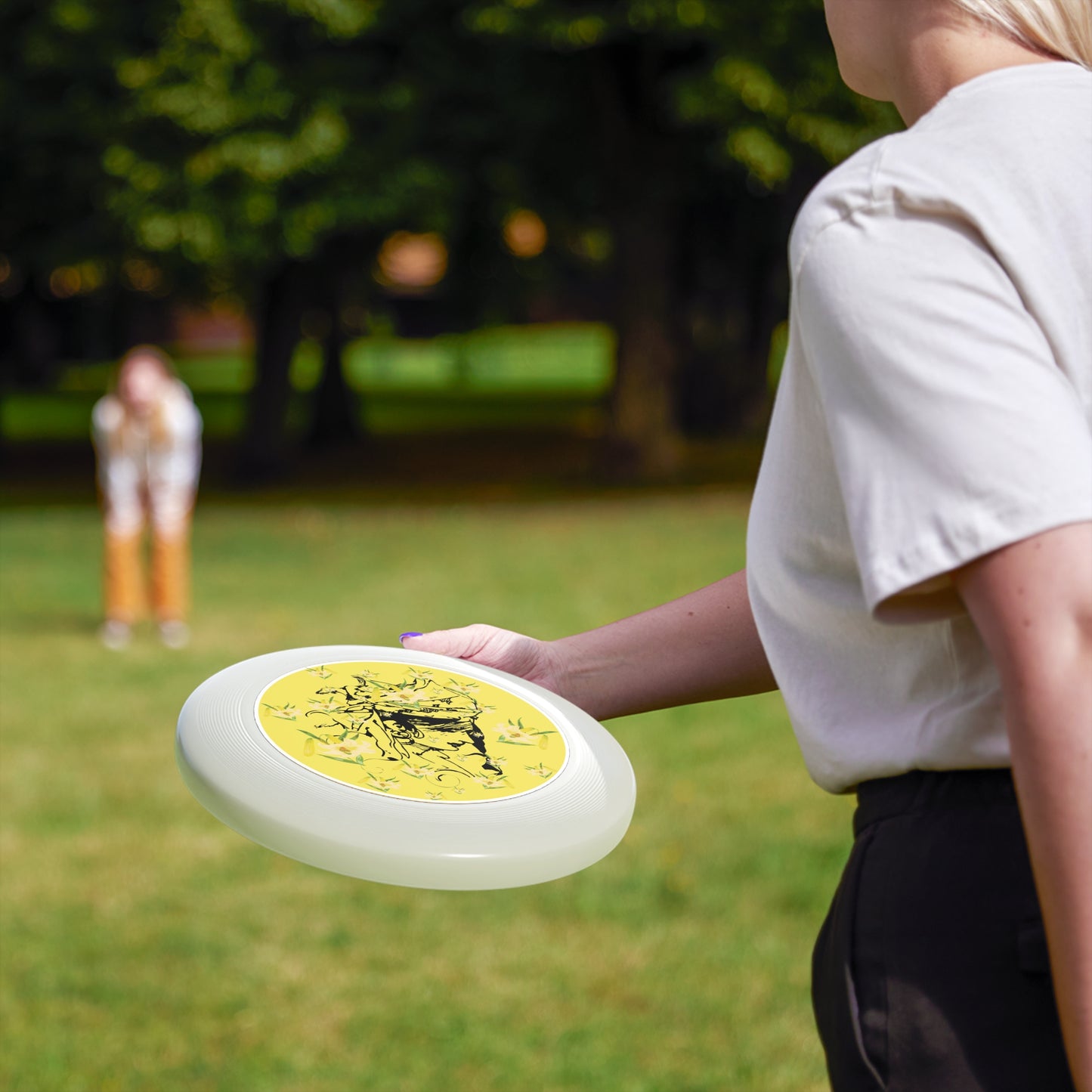 Daffodil Woman Art Wham-O Frisbee