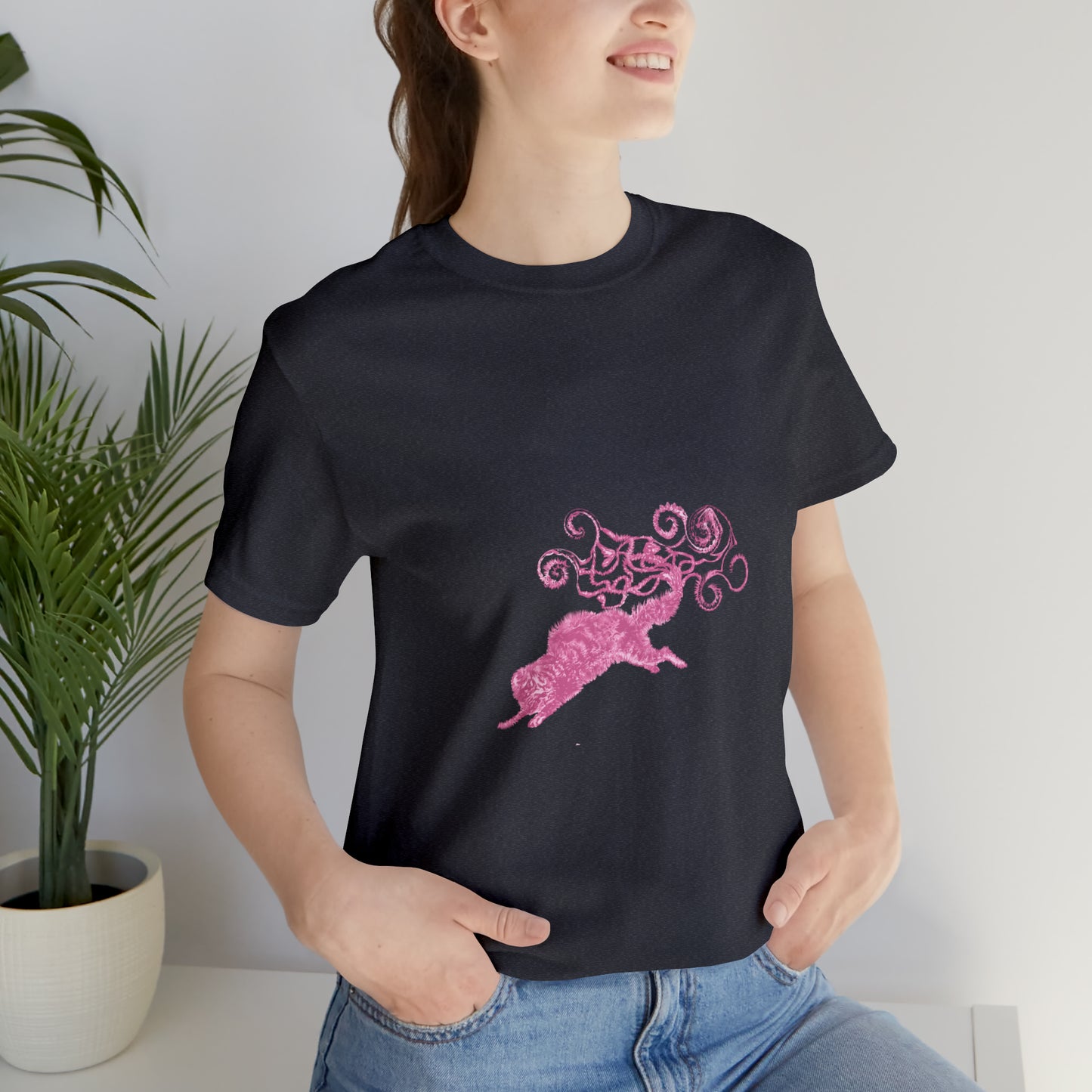 Pink Cat's Tail Art Unisex Jersey Short Sleeve Tee