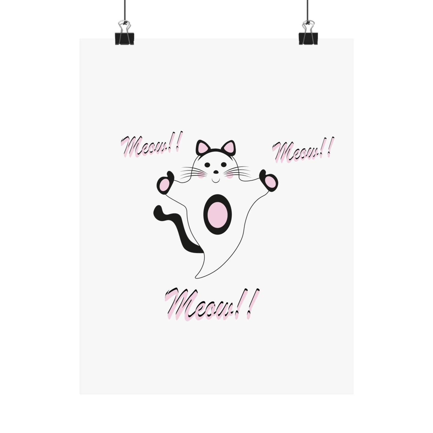 Meow Cat Ghost Halloween Matte Vertical Posters