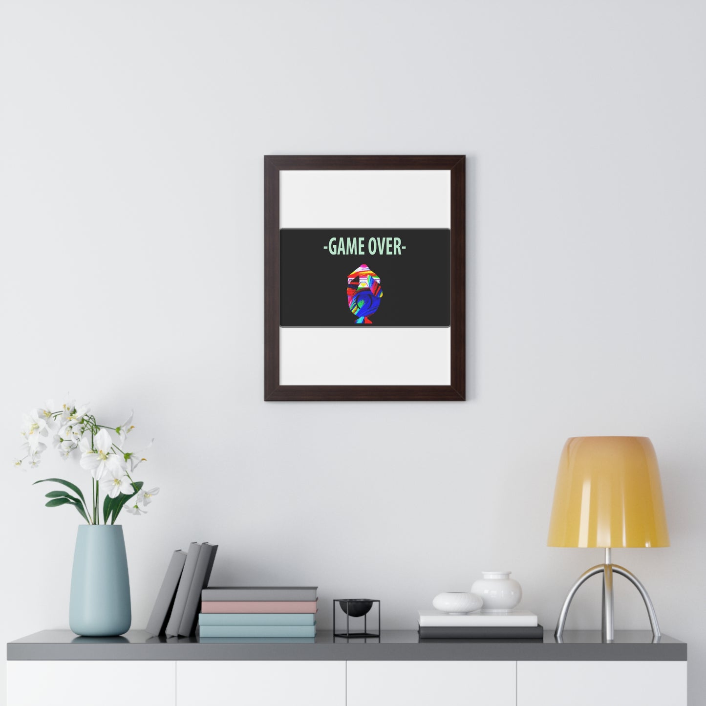 The Penguinies Original - Retro Game Over First Game App Framed Vertical Poster