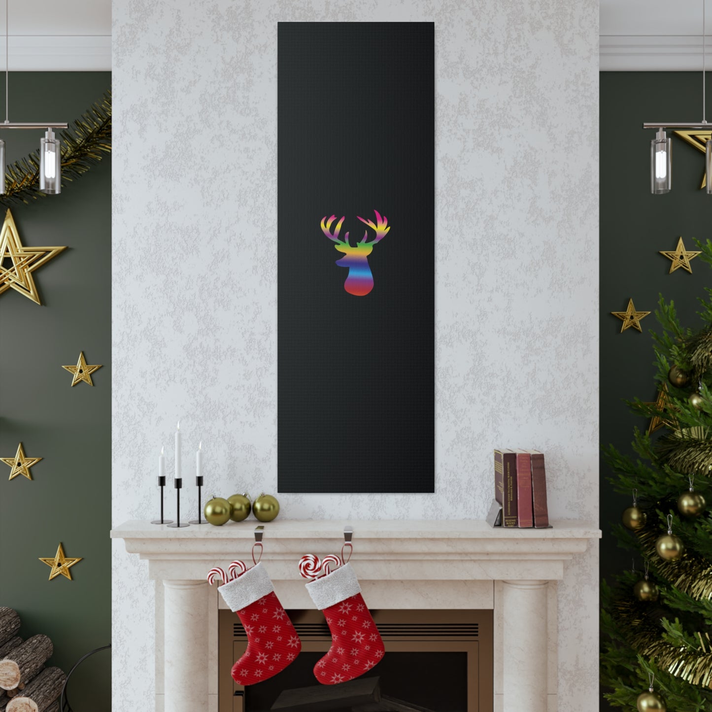 Rainbow Stag Head Canvas Gallery Wraps