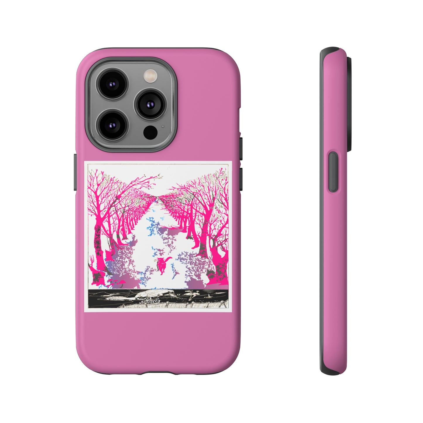 Pink Cat in the Woods Art Tough Cases