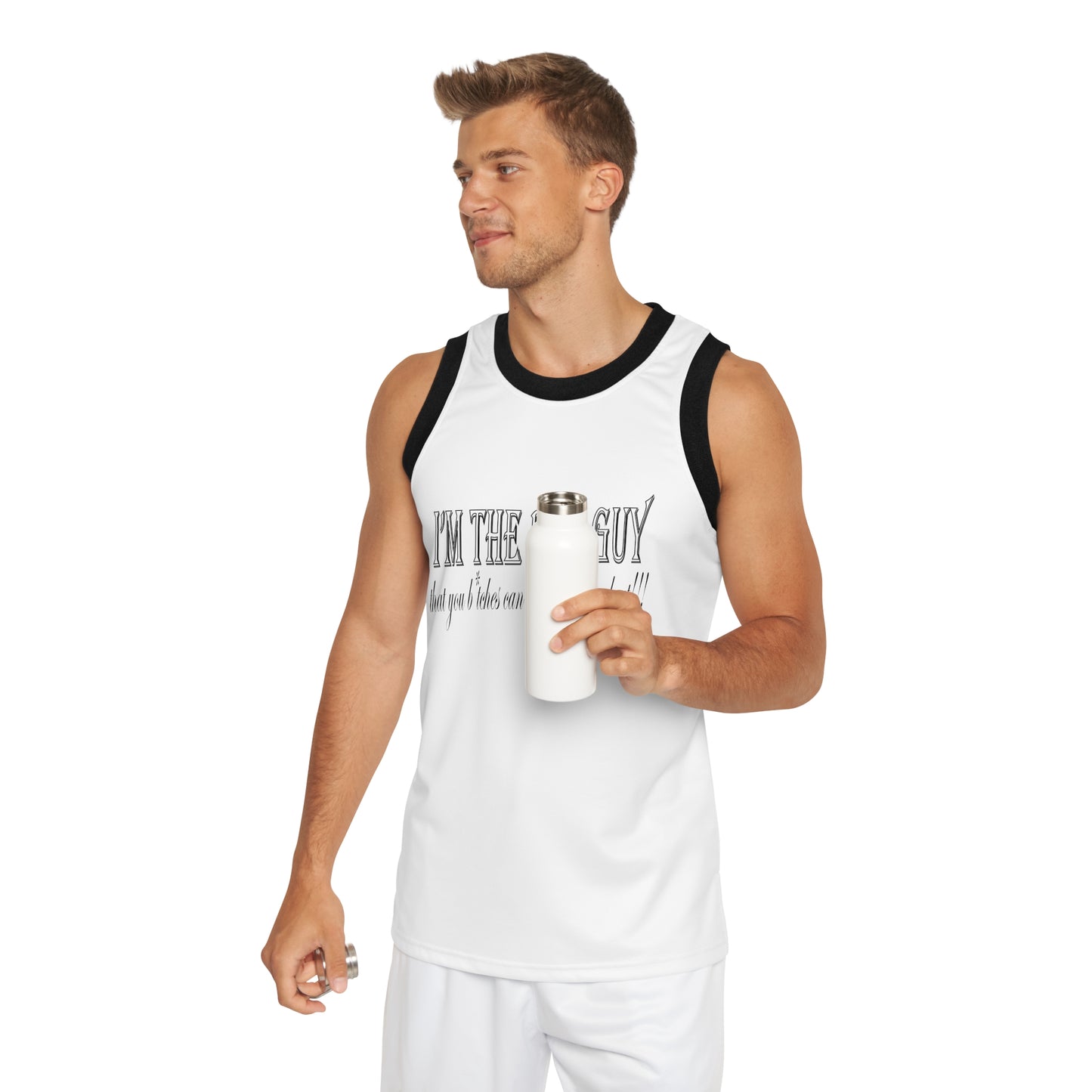 I'm the bad guy.....that you b*tches can't stop yapping about!!! Typography quote Unisex Basketball Jersey (AOP)