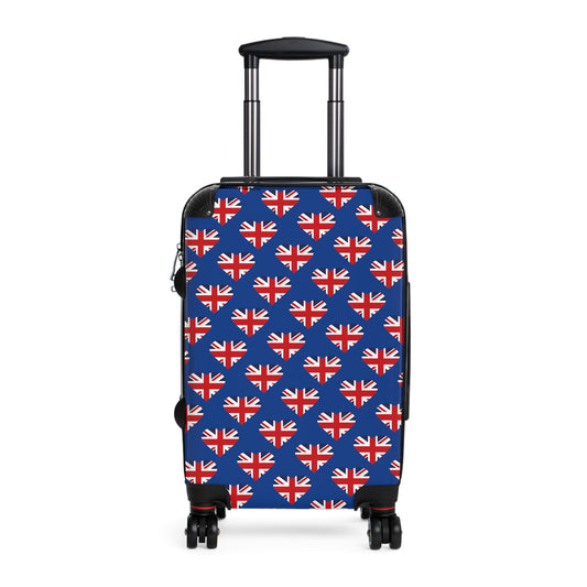 Union Jack Heart Pattern Blue Suitcase