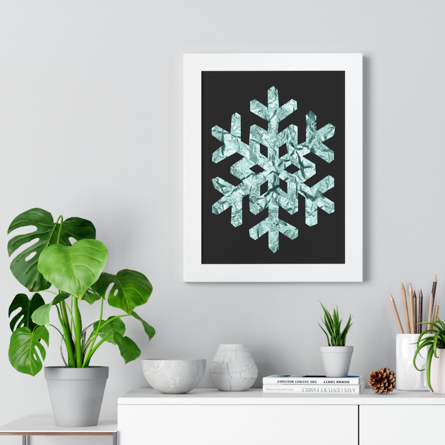 Snowflake Foil Art Framed Vertical Poster