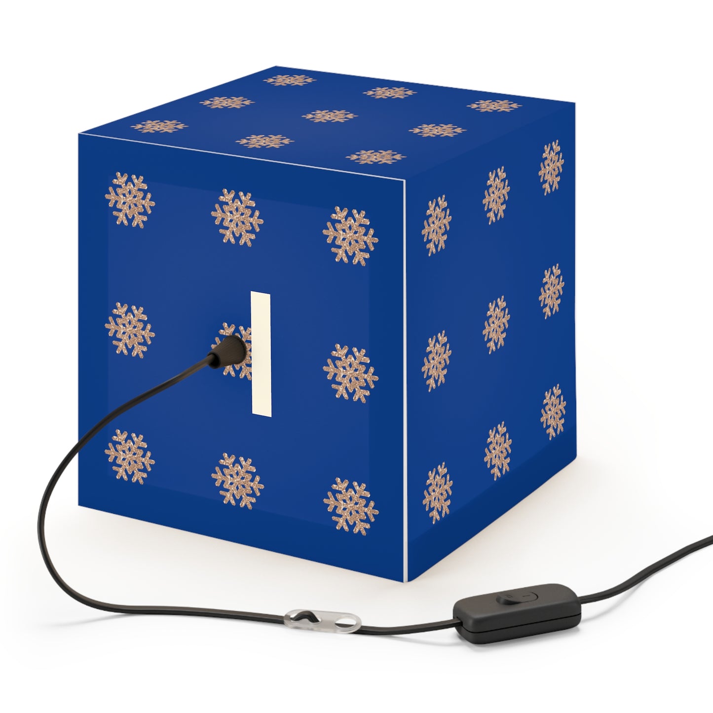 Rose Gold Glitter Snowflake, Dark Blue Light Cube Lamp