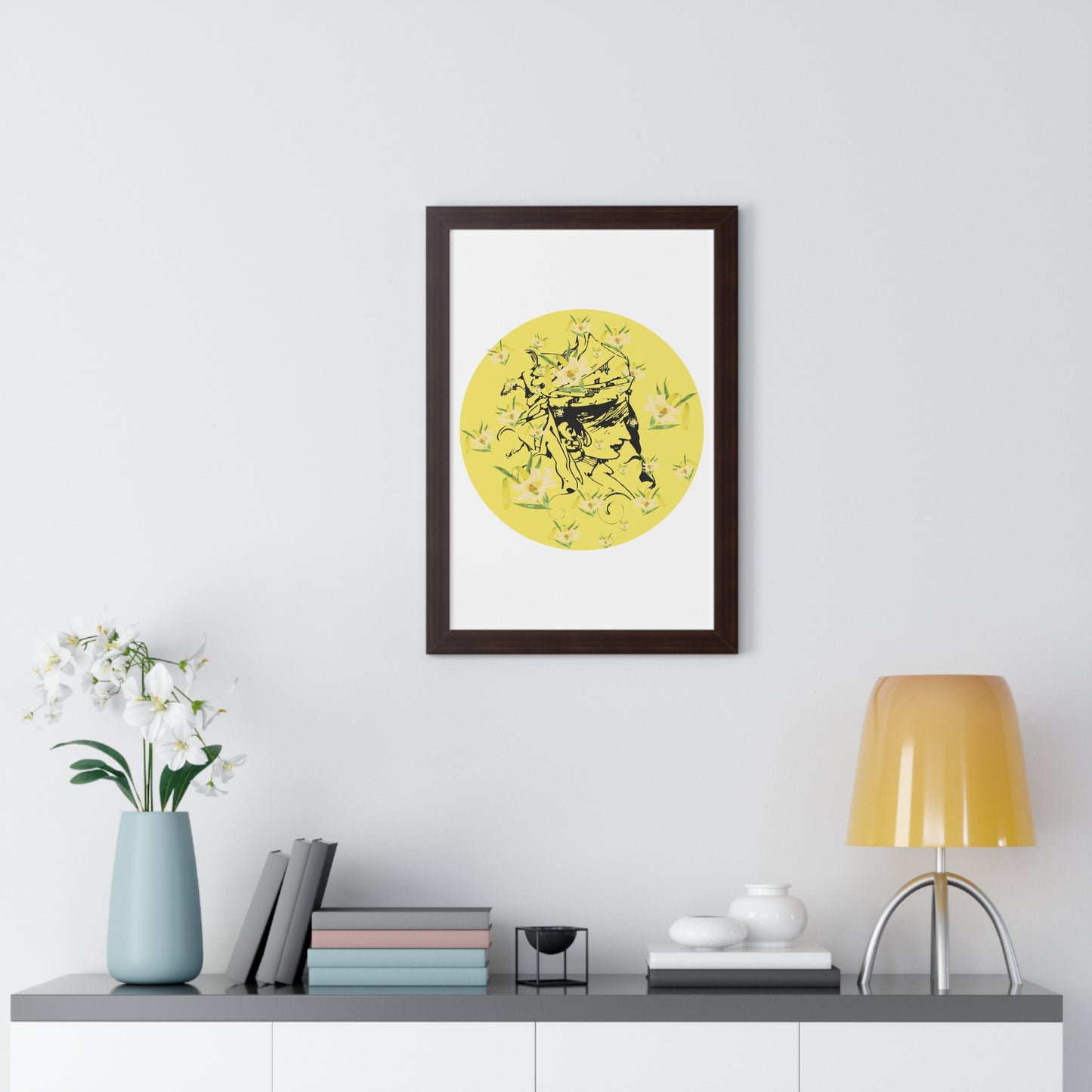 Daffodili Woman Art Framed Vertical Poster