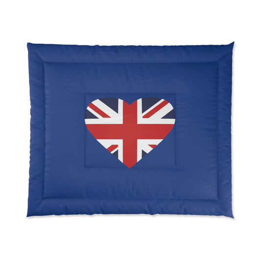 Union Jack Heart Blue Comforter