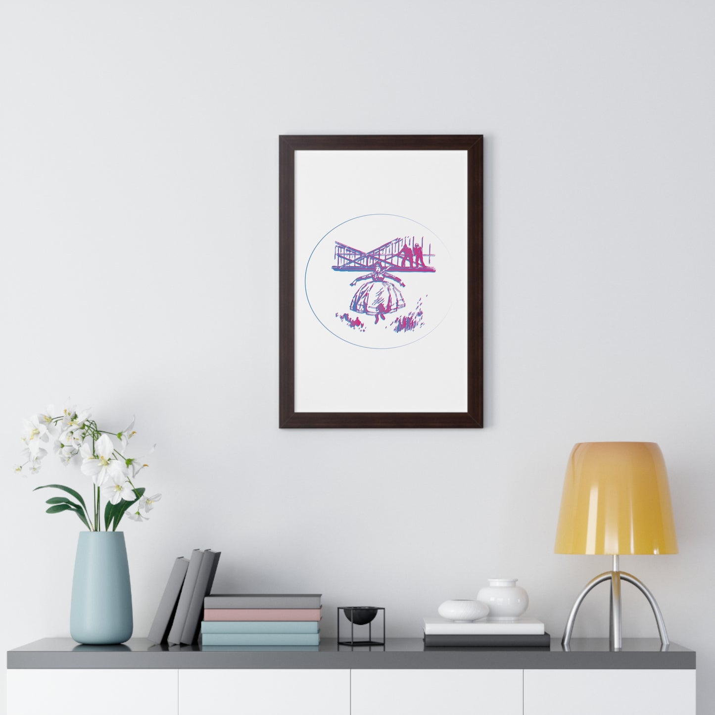 Woman Jumping Art Purple Framed Vertical Poster