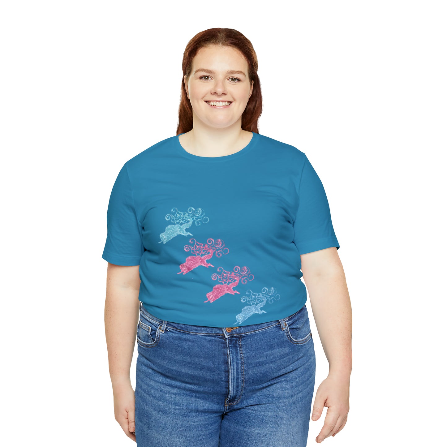 Pink & Blue Cat's Tail's Art Unisex Jersey Short Sleeve Tee