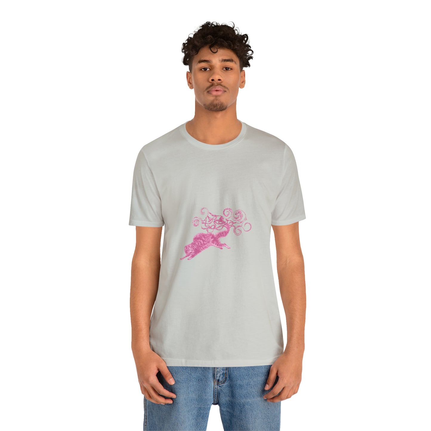 Pink Cat's Tail Art Unisex Jersey Short Sleeve Tee