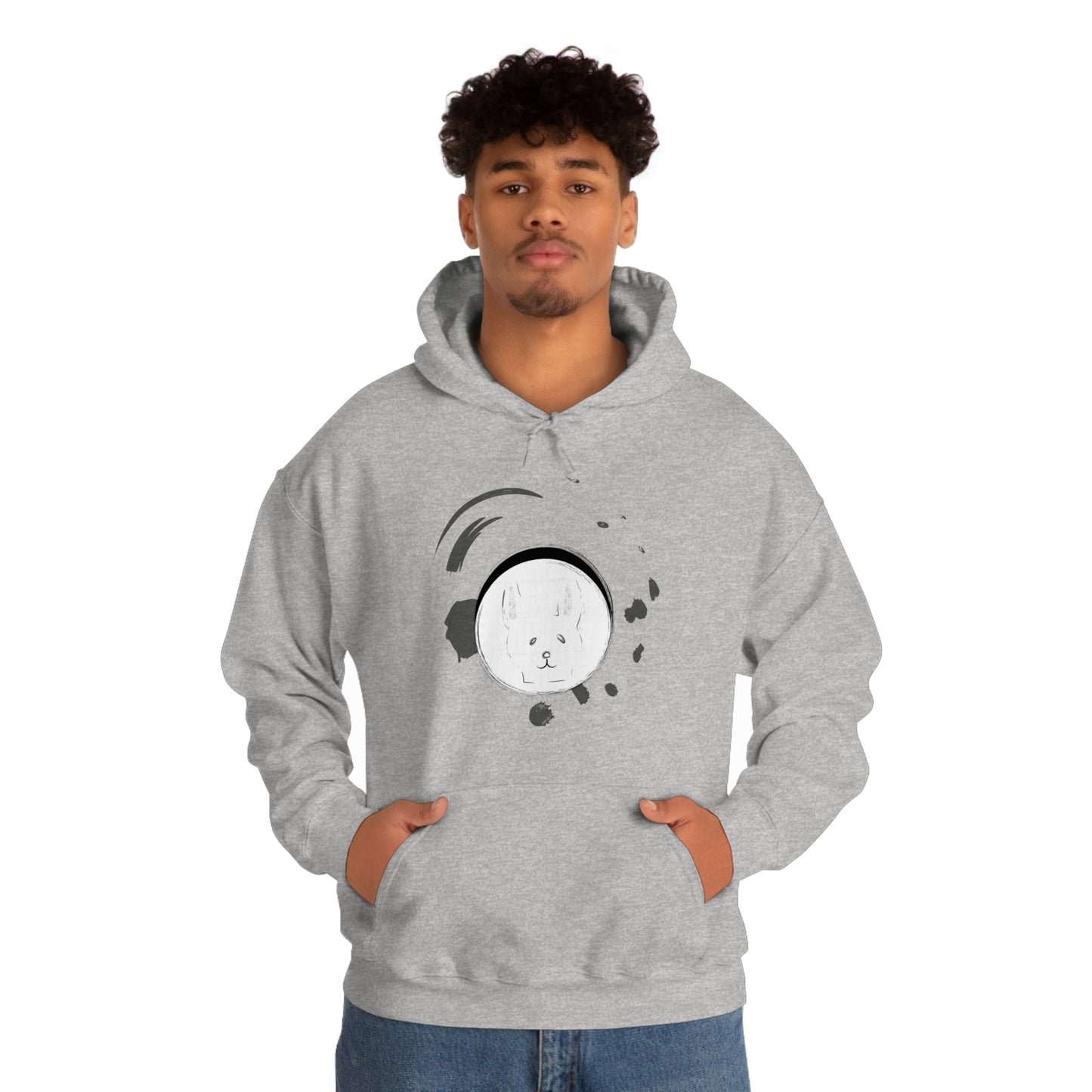 Rabbit Ink Black & White Art Unisex Heavy Blend™ Hooded Sweatshirt