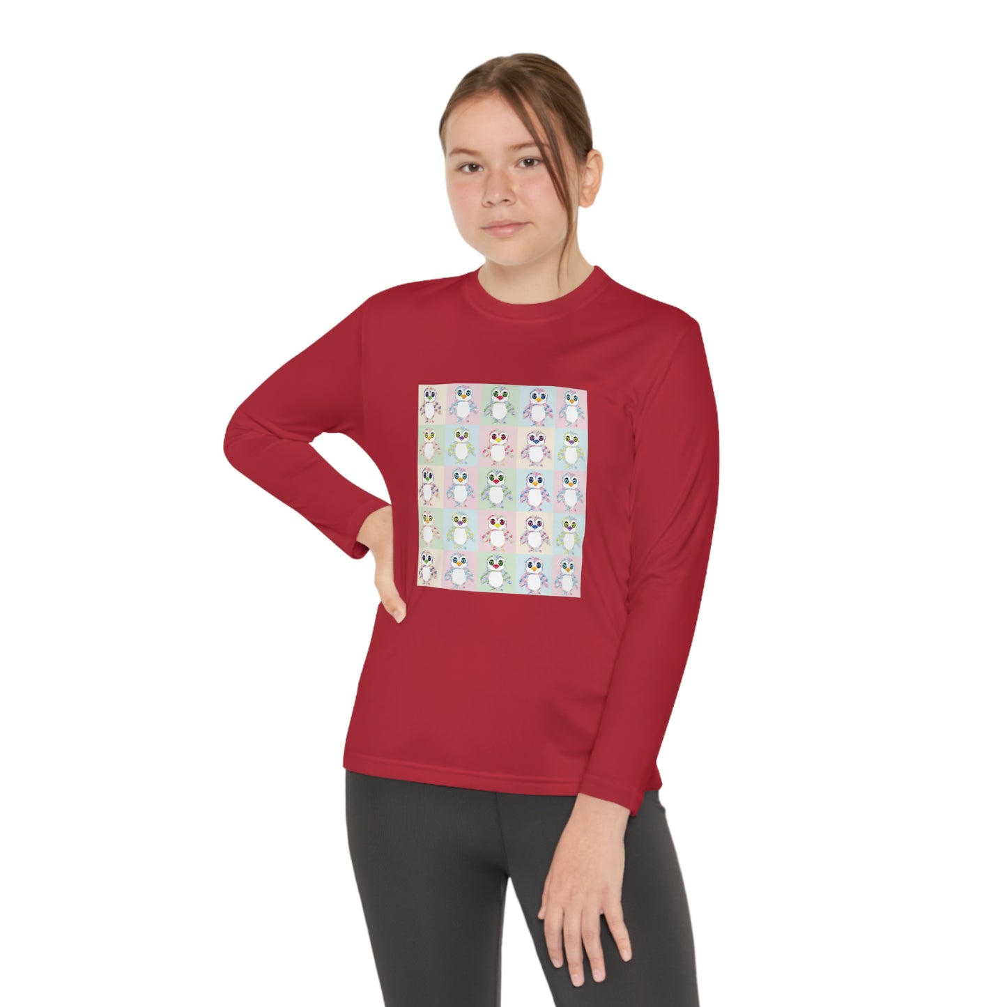 The Penguinies Pop Art Youth Long Sleeve Competitor Tee