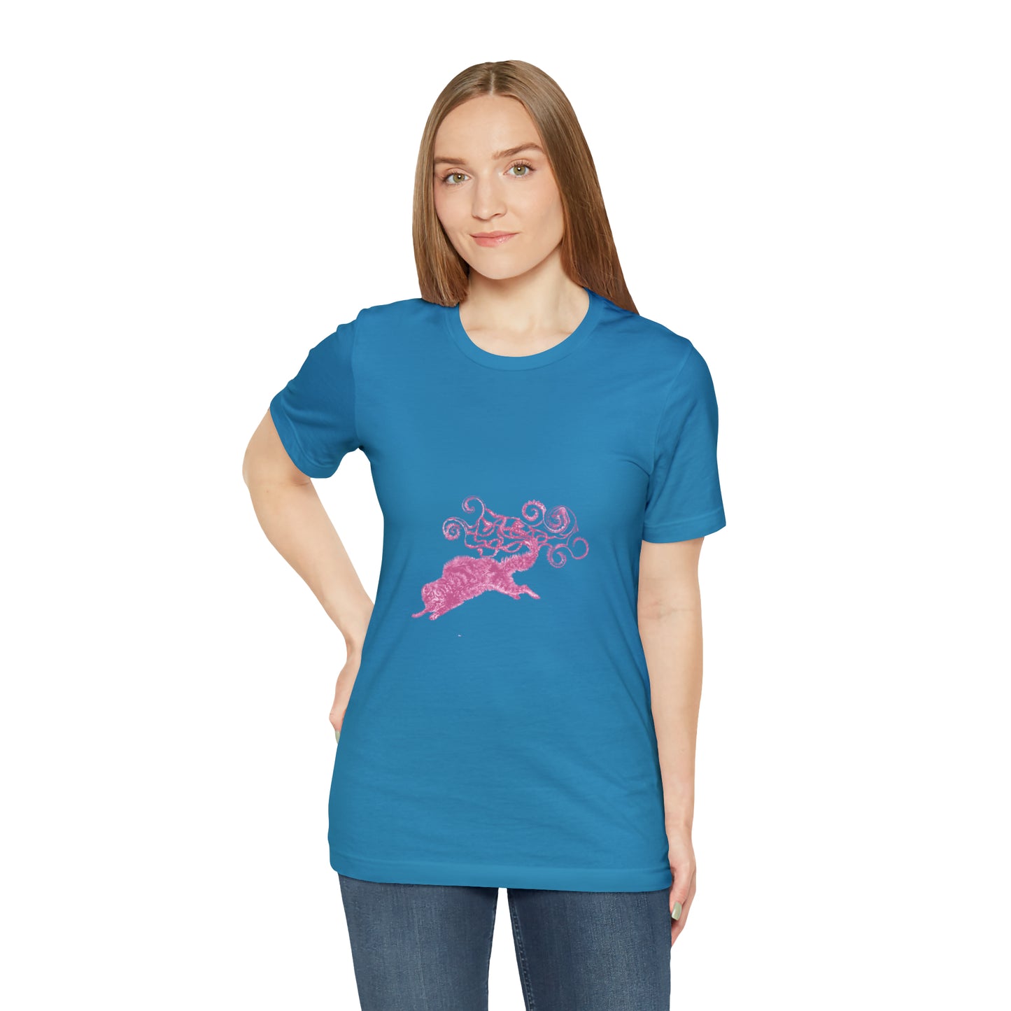 Pink Cat's Tail Art Unisex Jersey Short Sleeve Tee