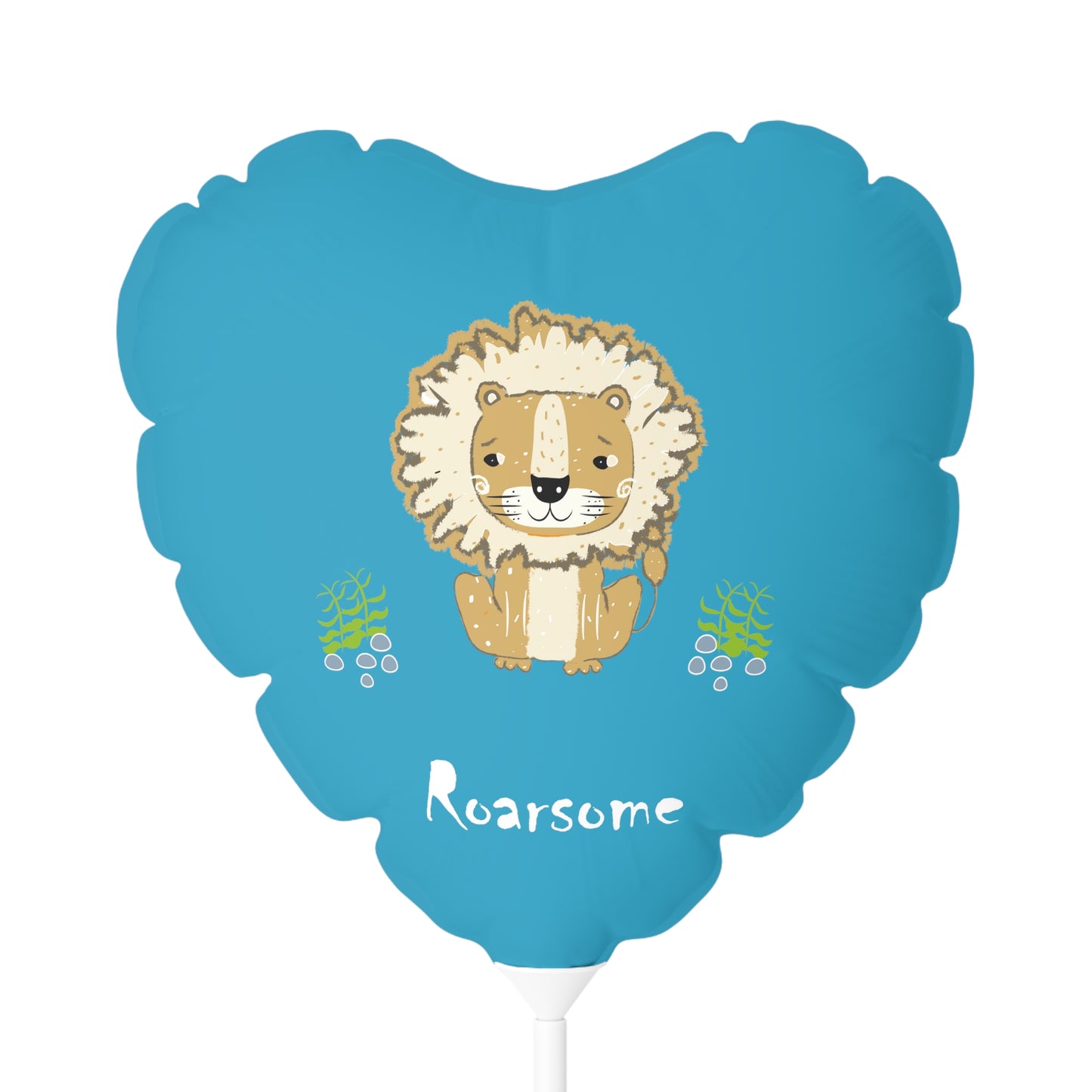 Lion Roarsome Illustration Turquoise Balloon (Round and Heart-shaped), 11"